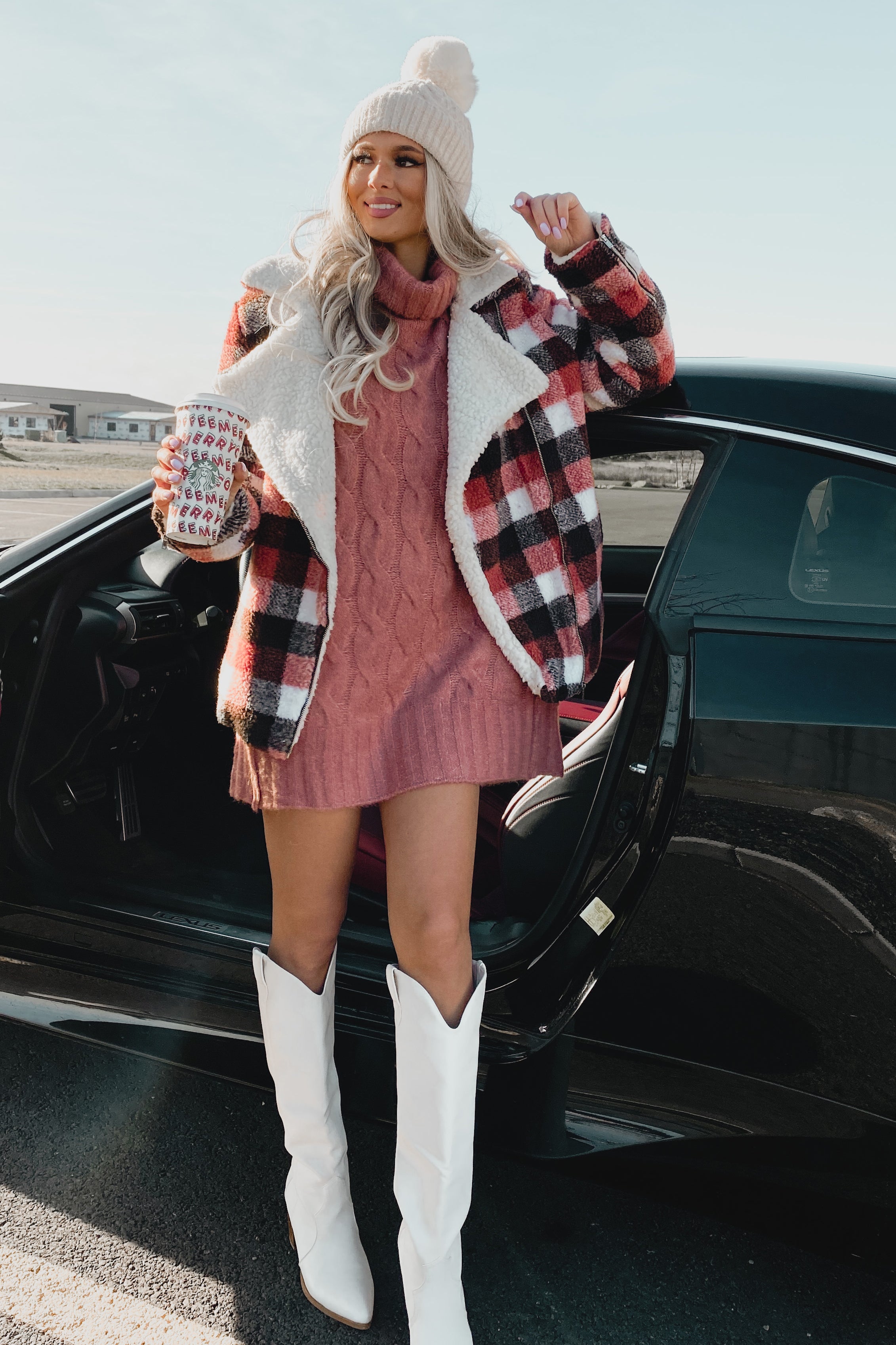 Mountain Memories Plaid Sherpa Jacket (Rust)-The Formal Wear