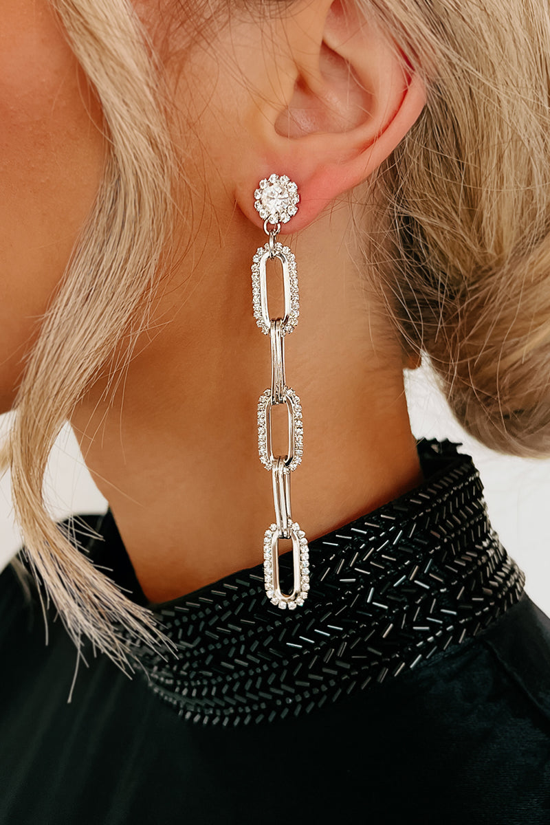 Locked On You Dangle Earrings (Silver)-The Formal Wear