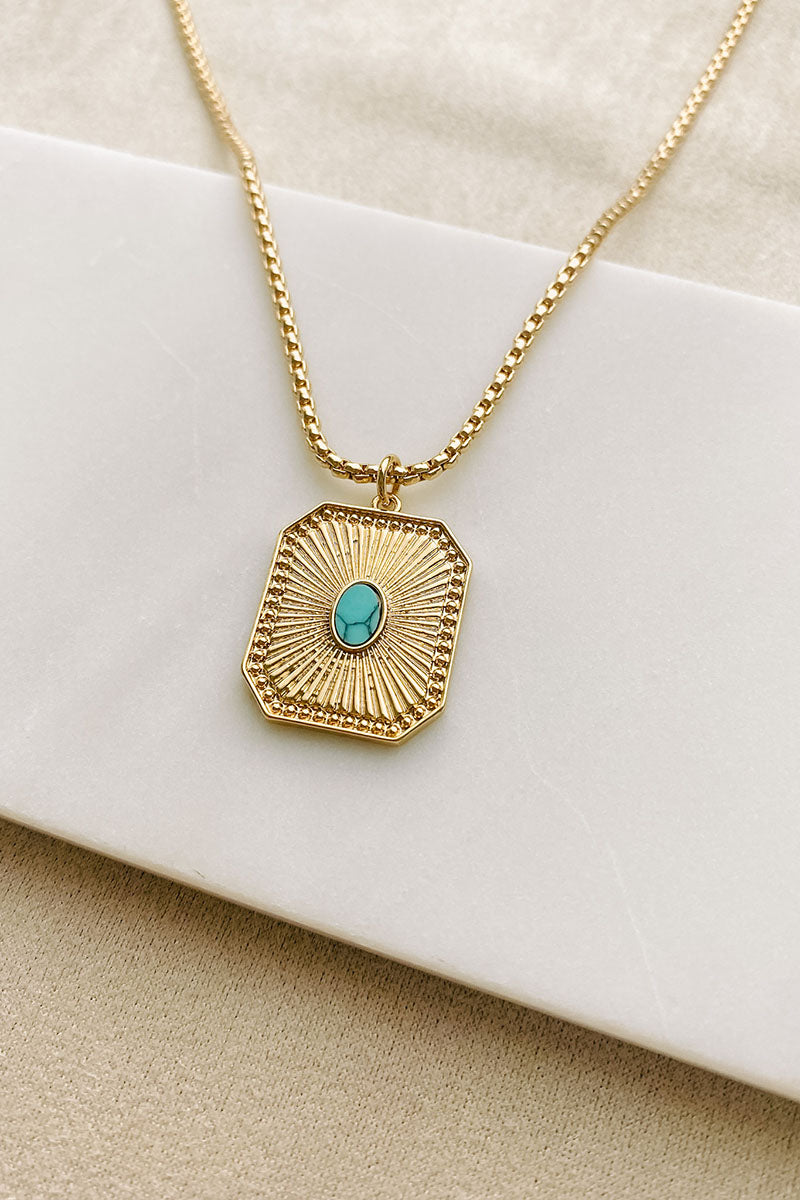 Looking Lovely Babe Layered Pendant Necklace (Turquoise)-The Formal Wear