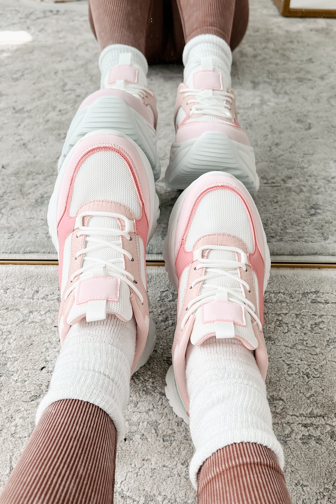 New Kicks Chunky Platform Sneakers (Pink Multi)-The Formal Wear