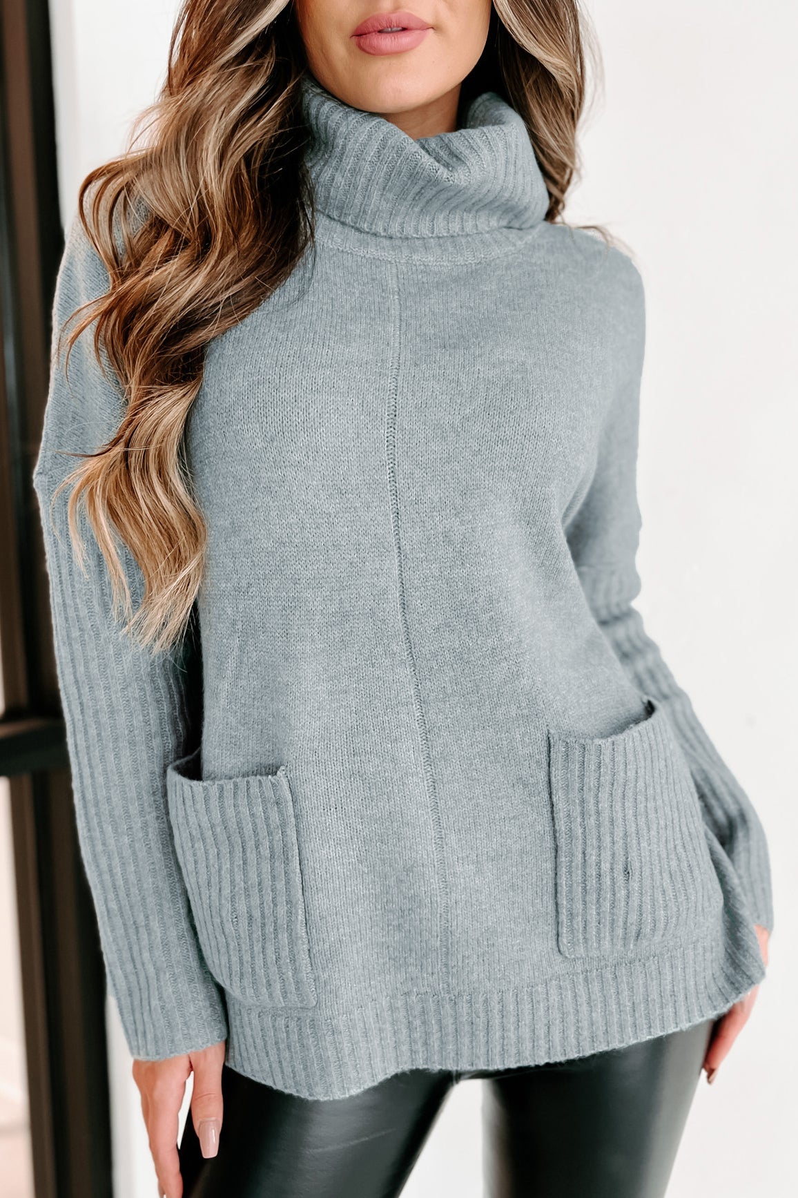 Holiday Steal- Strong Convictions Turtleneck Sweater (Sage Blue)-The Formal Wear