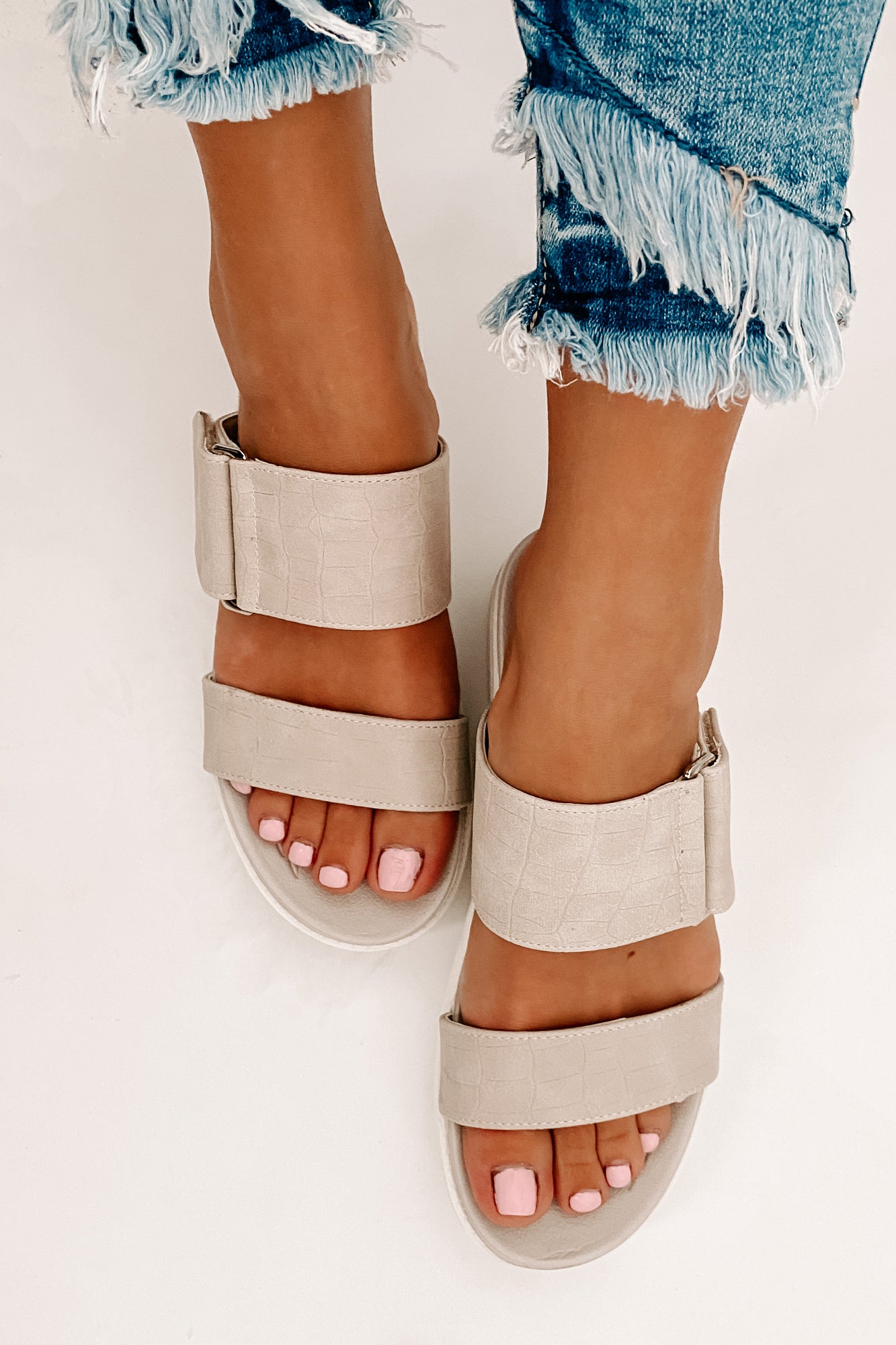 Forever Wild Faux Croc Platform Sandals (Beige)-The Formal Wear