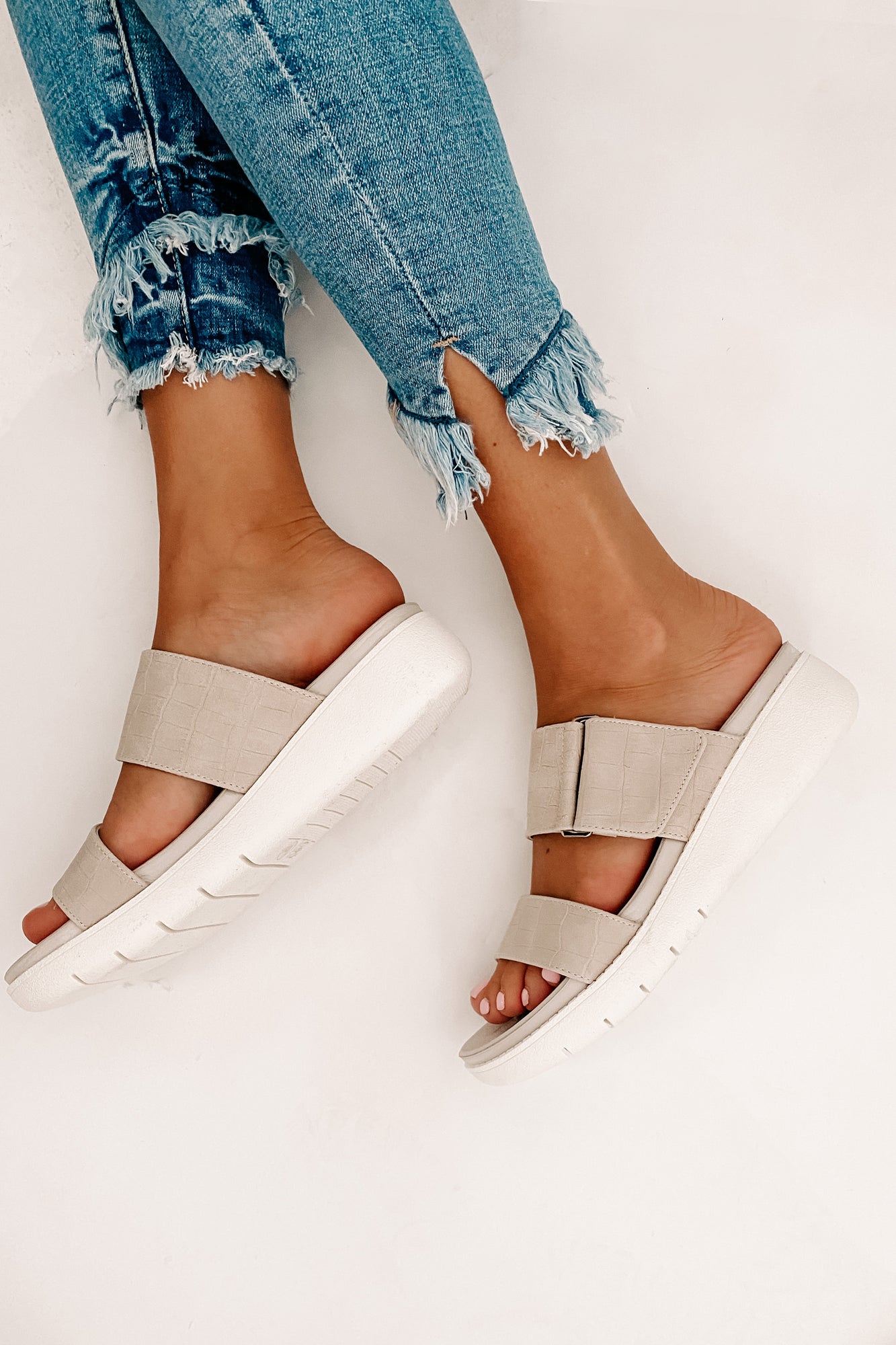 Forever Wild Faux Croc Platform Sandals (Beige)-The Formal Wear