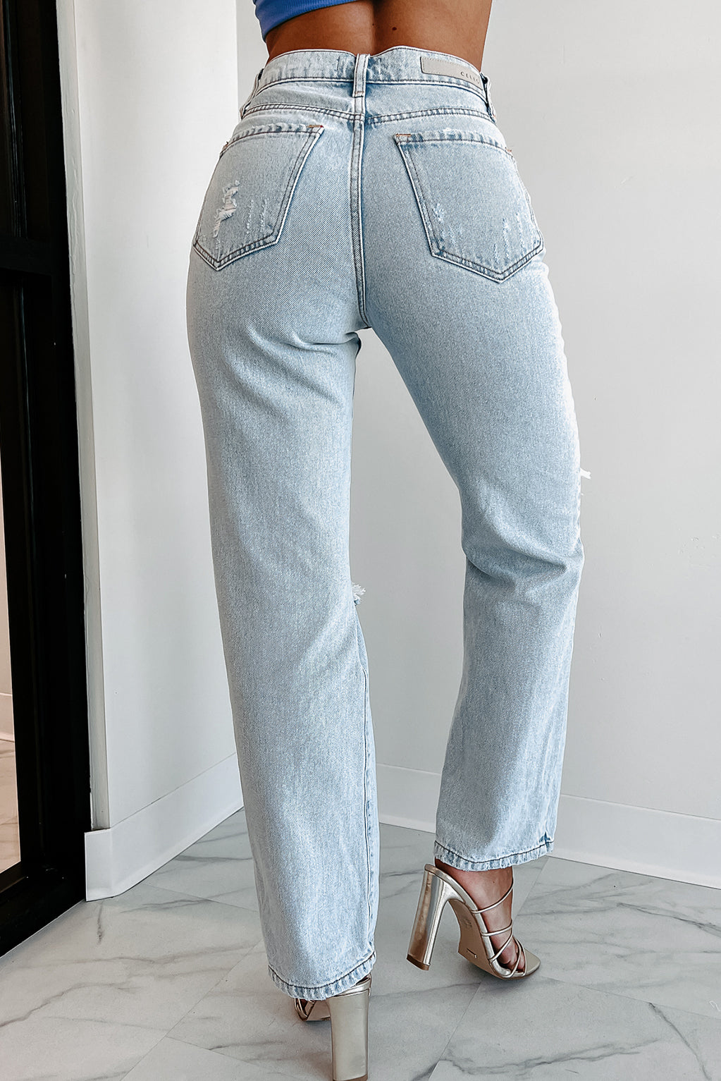 Not Your Dad's High Rise Cello Distressed Dad Jeans (Light)-The Formal Wear