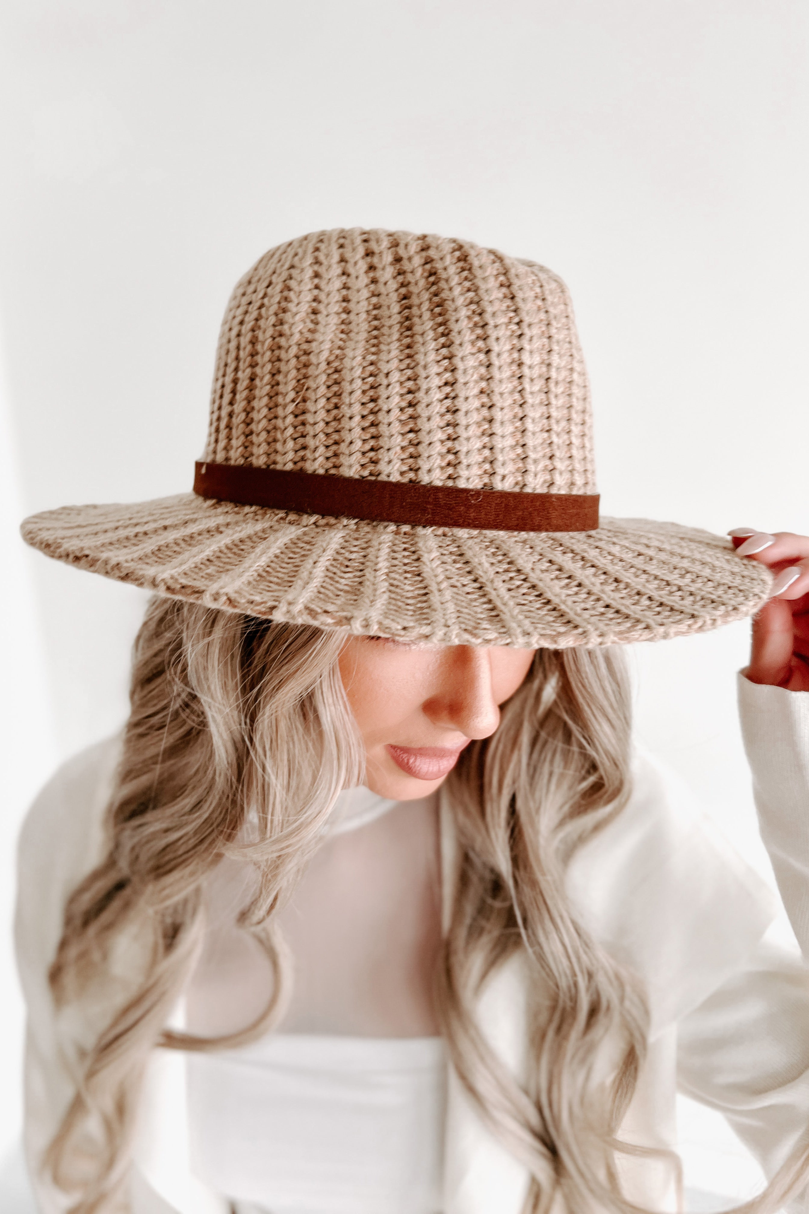 Doorbuster- Good Judgement Knitted Fedora Hat (Camel)-The Formal Wear