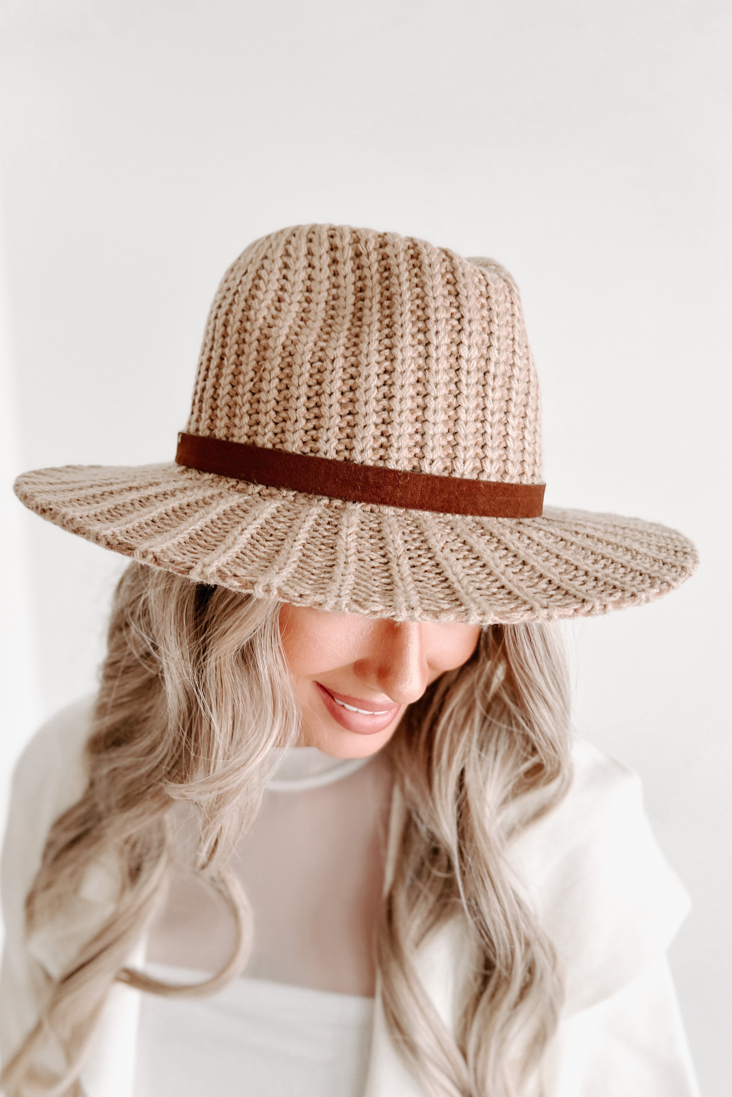 Doorbuster- Good Judgement Knitted Fedora Hat (Camel)-The Formal Wear