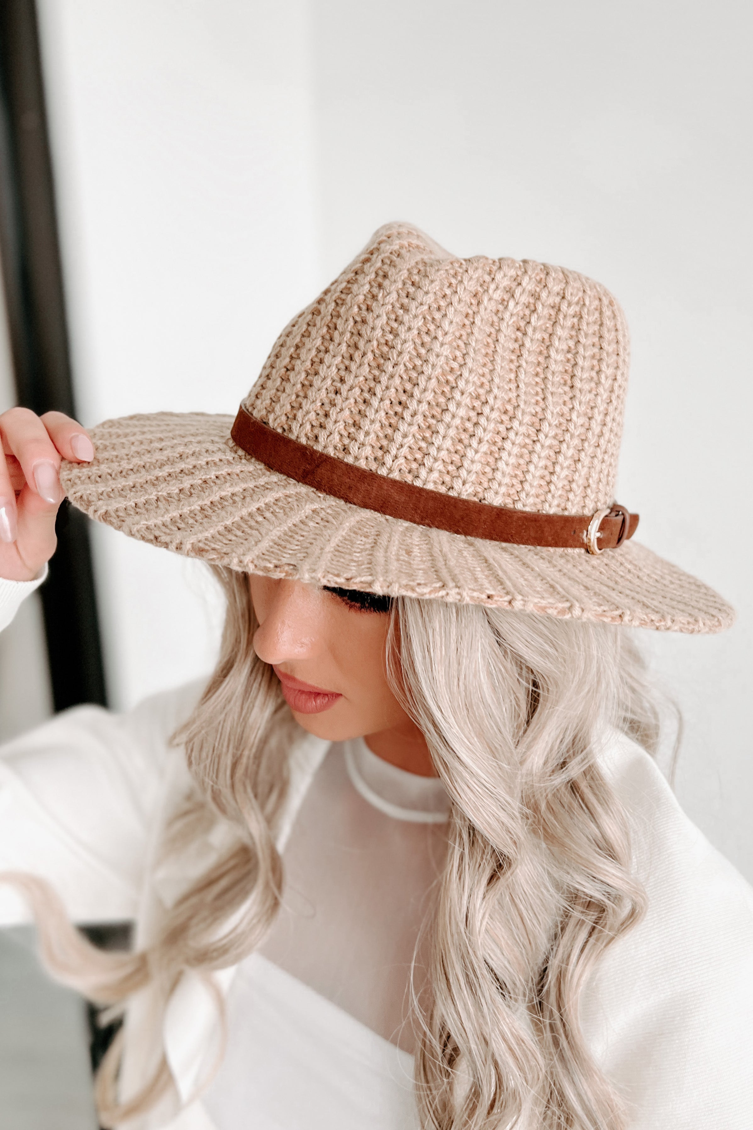 Doorbuster- Good Judgement Knitted Fedora Hat (Camel)-The Formal Wear
