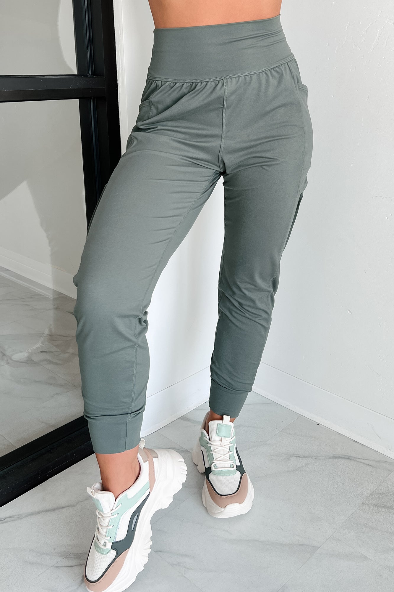Bestie For The Restie Butter Soft Side Pocket Joggers (Sage)-The Formal Wear