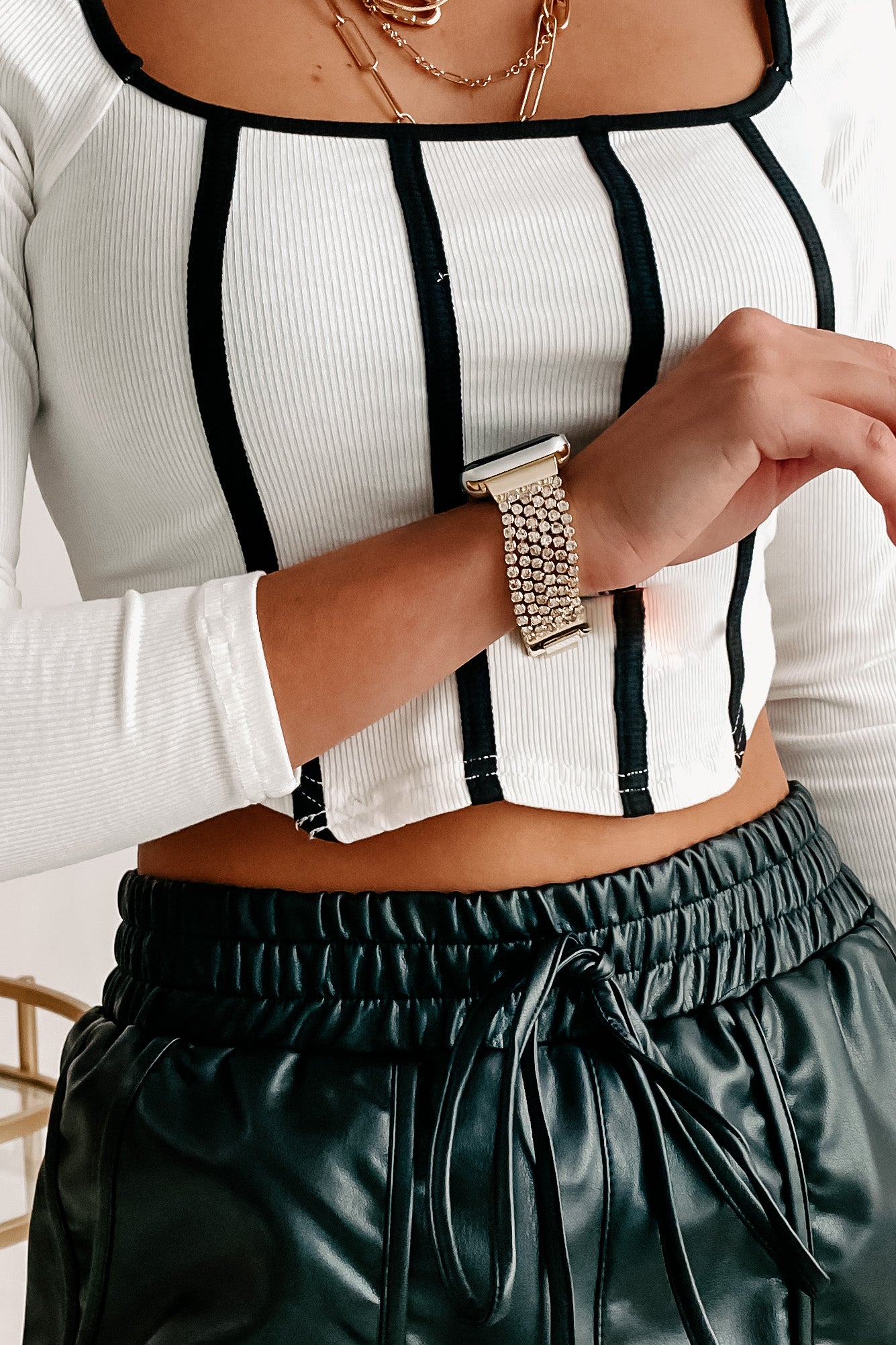 Rhinestone Sweetie Rhinestone Apple Watch Band (Gold)-The Formal Wear