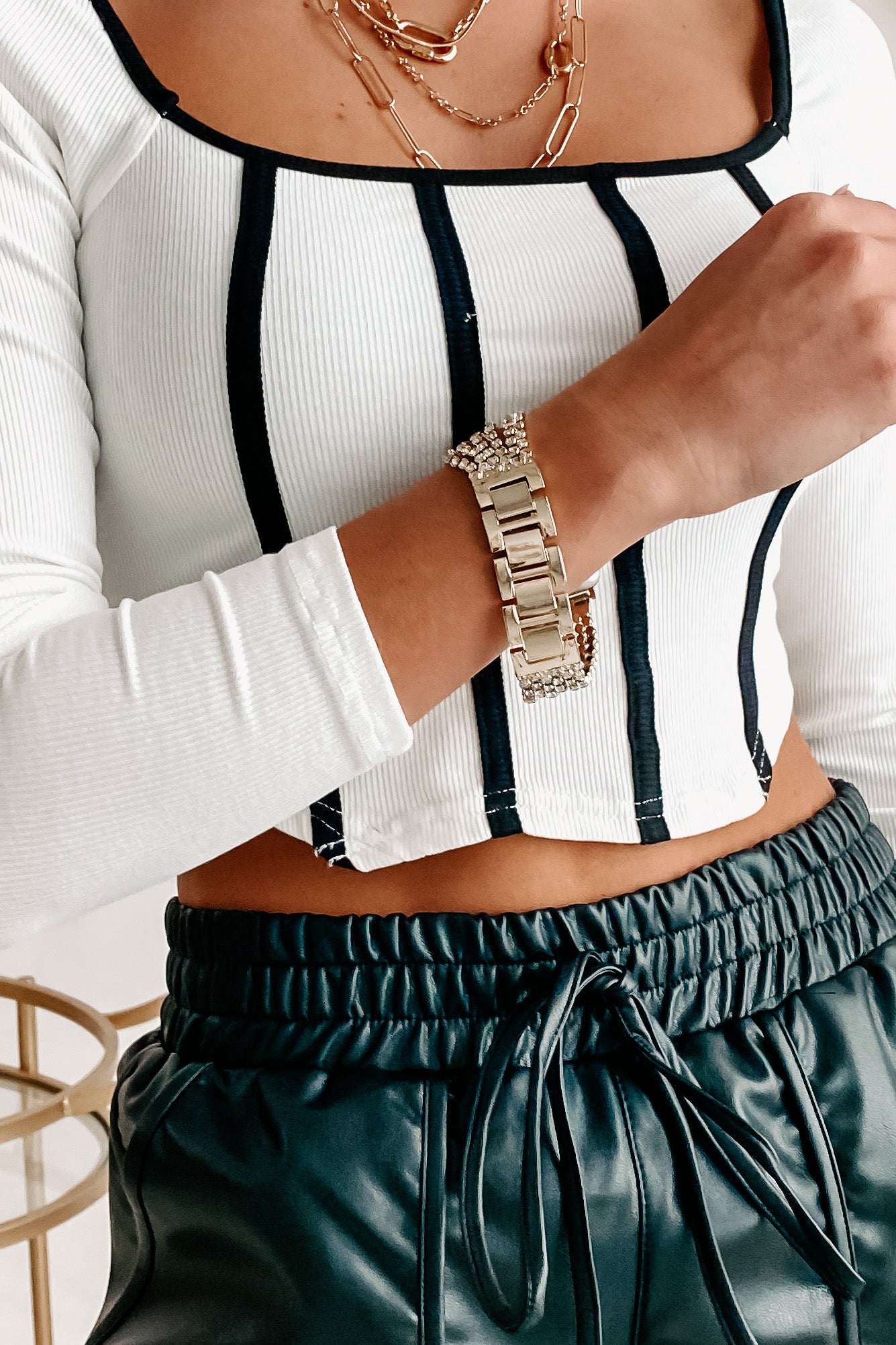 Rhinestone Sweetie Rhinestone Apple Watch Band (Gold)-The Formal Wear