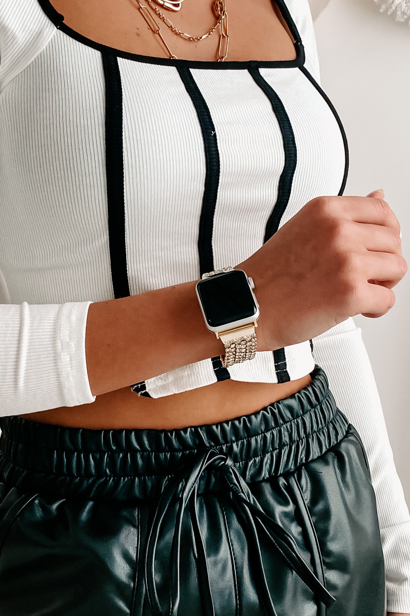 Rhinestone Sweetie Rhinestone Apple Watch Band (Gold)-The Formal Wear