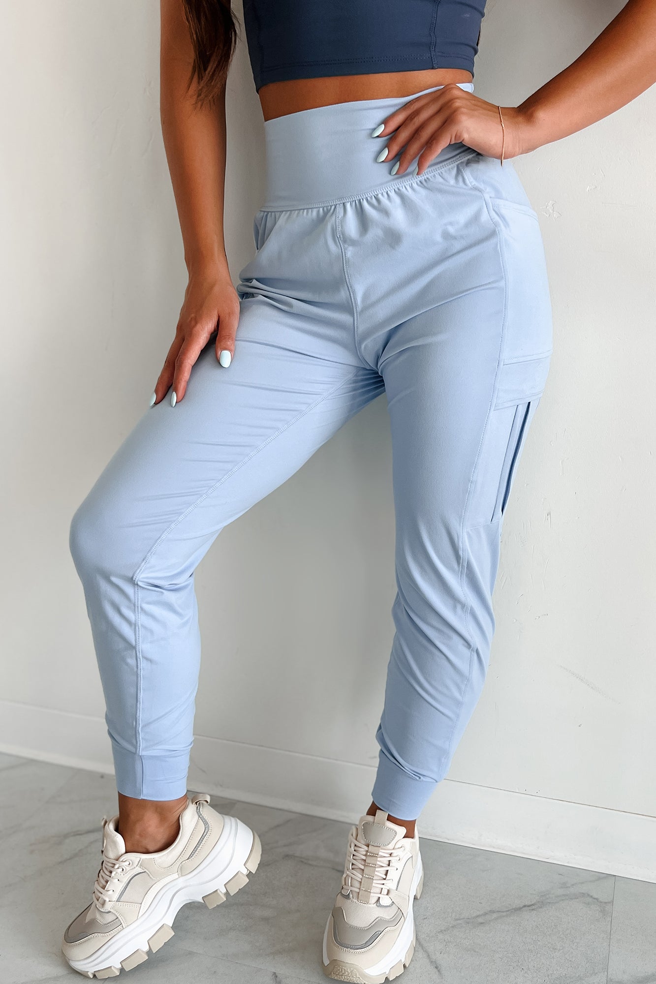 Bestie For The Restie Butter Soft Side Pocket Joggers (Pastel Blue)-The Formal Wear