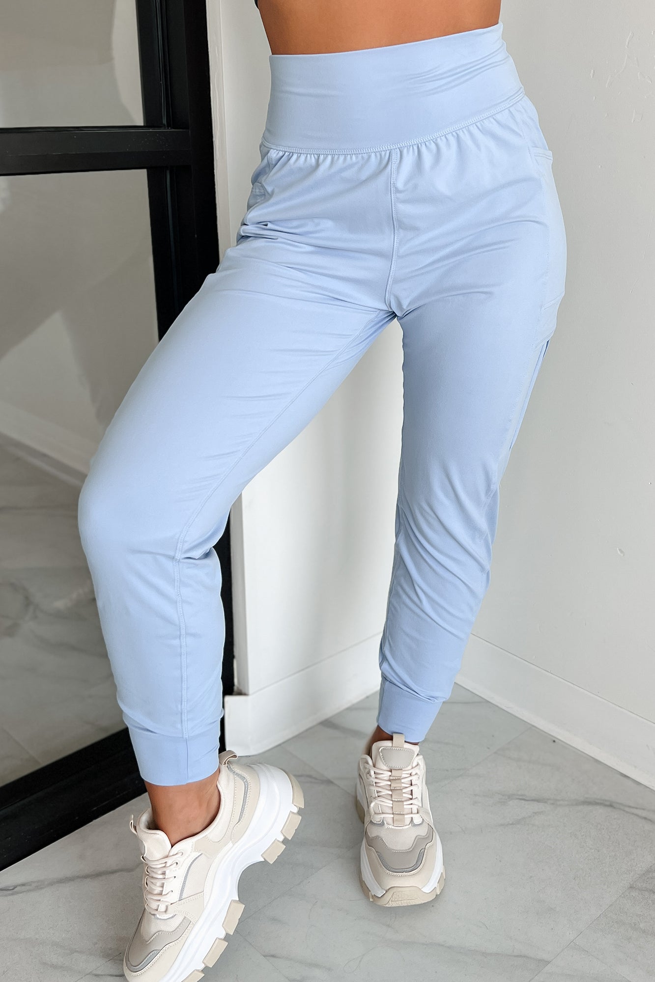 Bestie For The Restie Butter Soft Side Pocket Joggers (Pastel Blue)-The Formal Wear