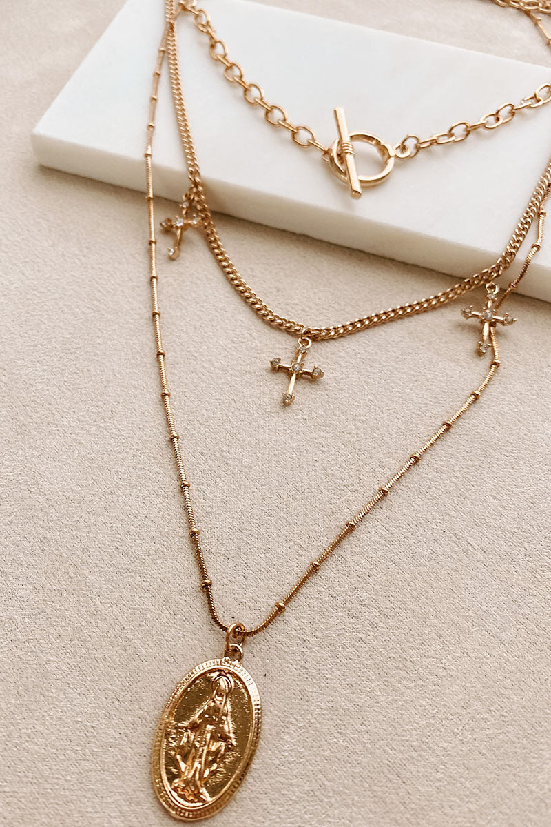 Blessed With Style Layered Necklace (Gold)-The Formal Wear