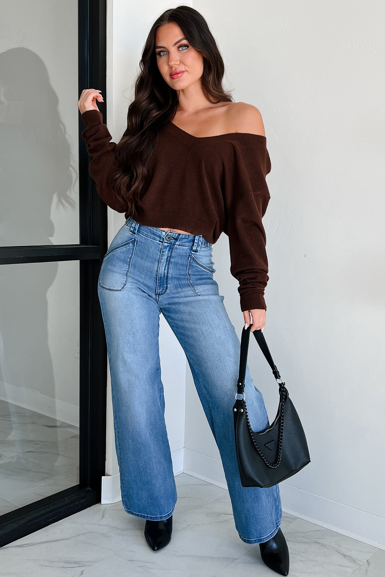 Betty Non-Distressed High Rise Wide Leg Sneak Peek Jeans (Medium Light)-The Formal Wear