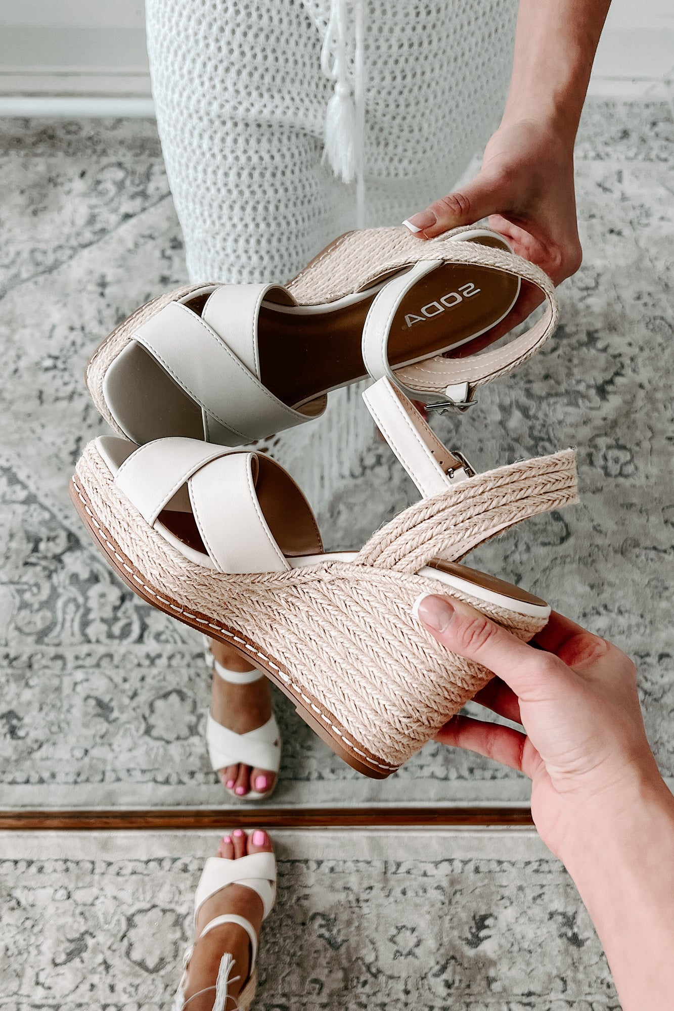 Near & Dear Espadrille Wedge Sandals (Bone)-The Formal Wear