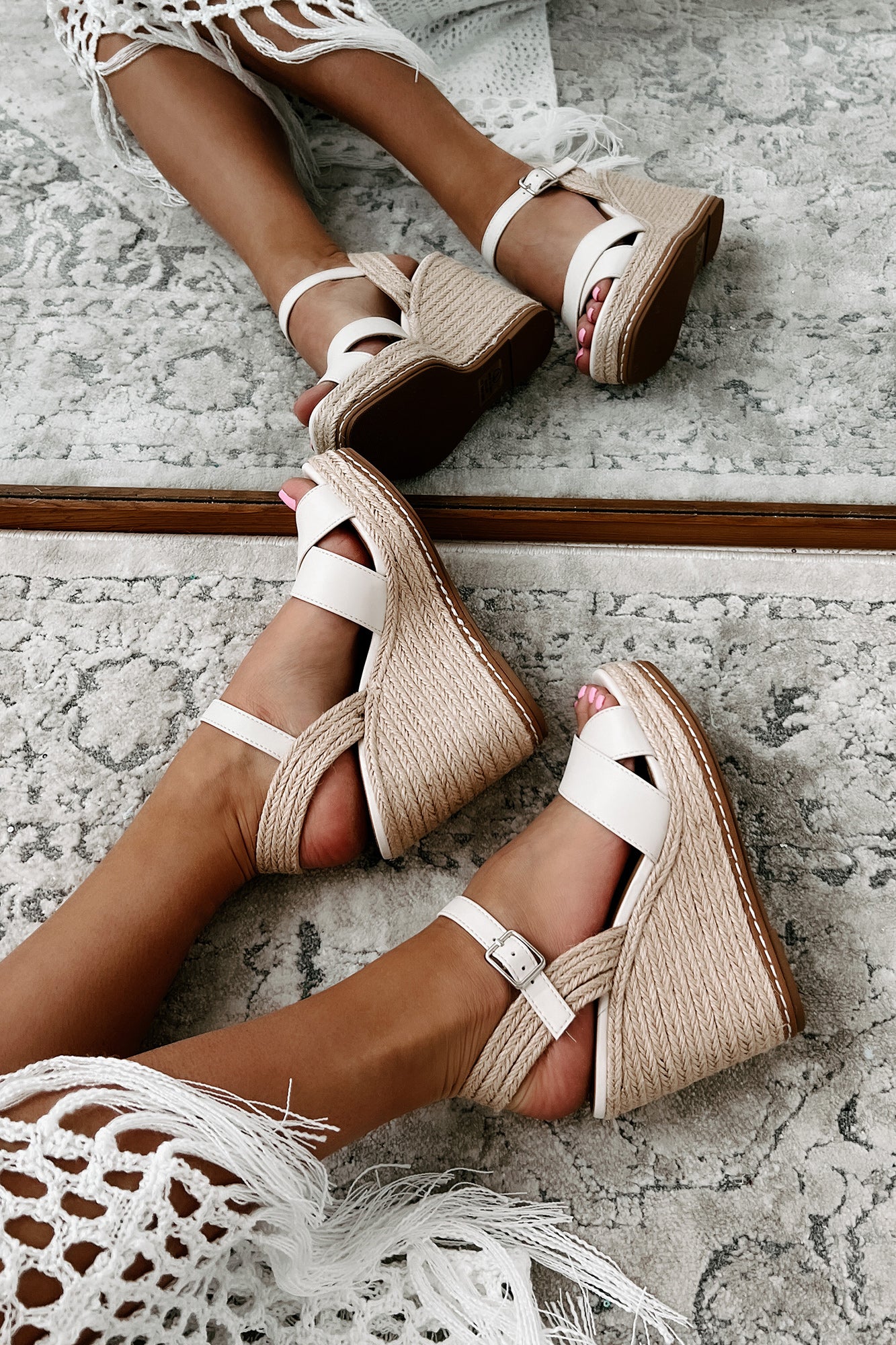 Near & Dear Espadrille Wedge Sandals (Bone)-The Formal Wear