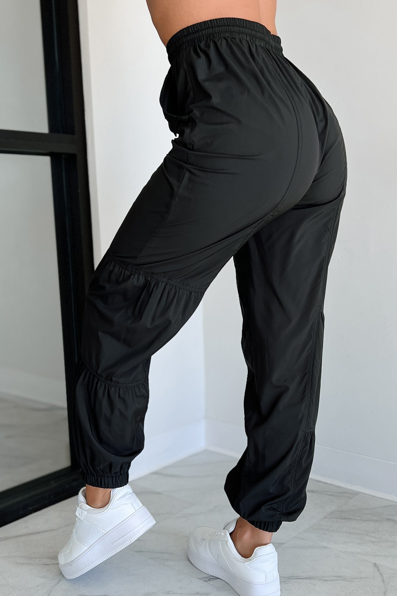 Breaking Barriers Drawstring Waist Joggers (Black)-The Formal Wear