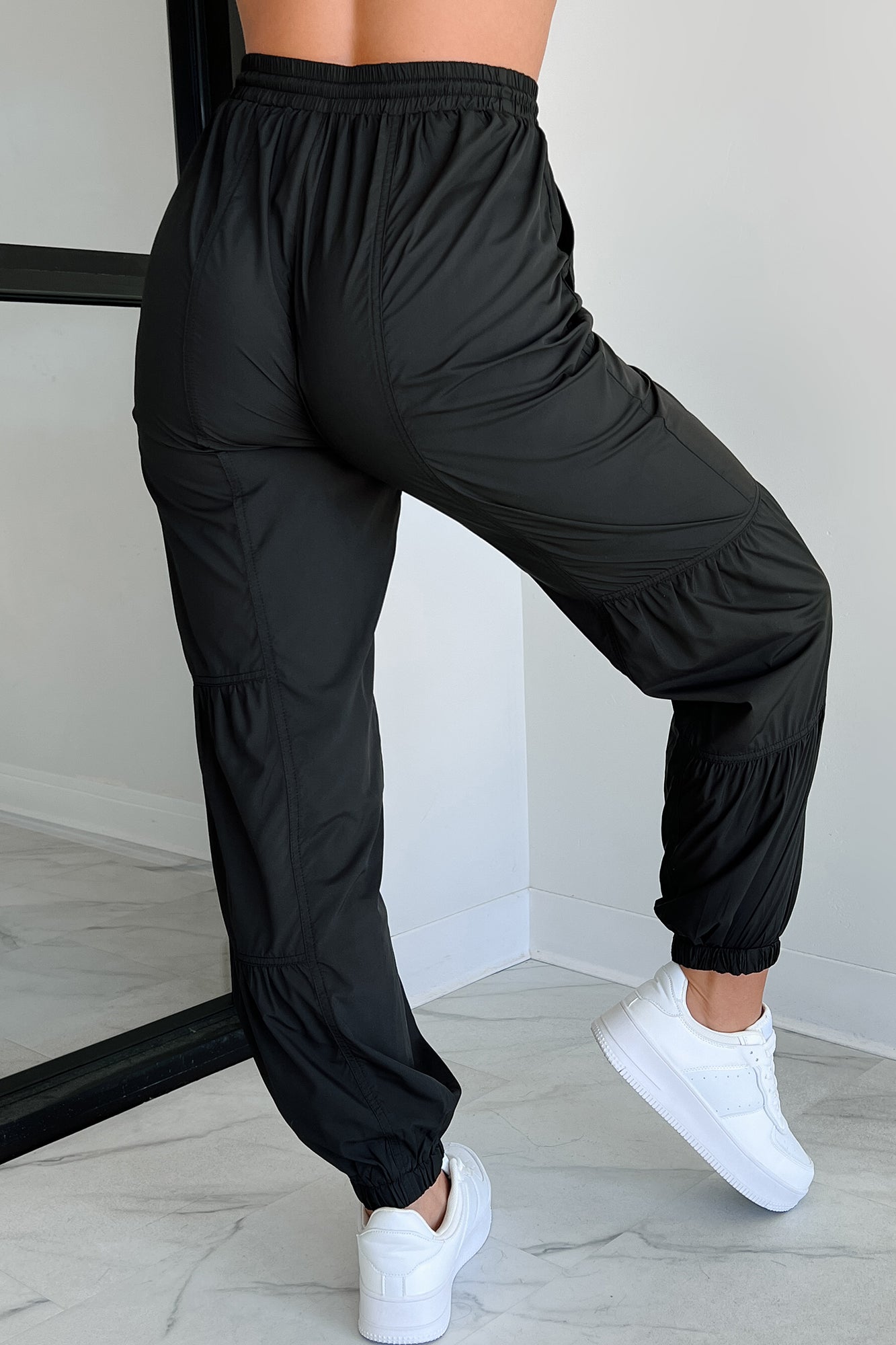 Breaking Barriers Drawstring Waist Joggers (Black)-The Formal Wear