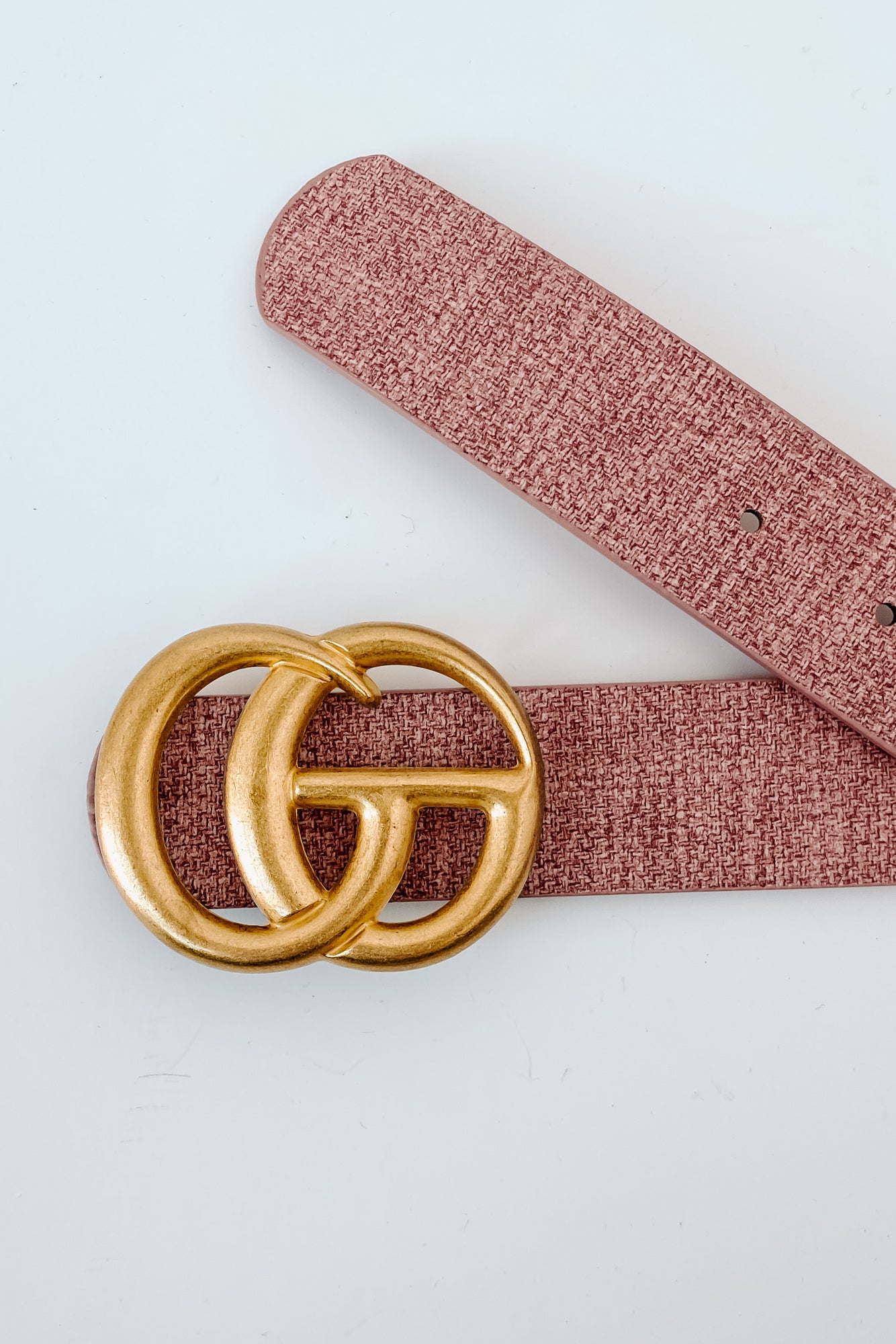 Sensible Style Two-Toned Textured Faux Leather Belt (Blush)-The Formal Wear