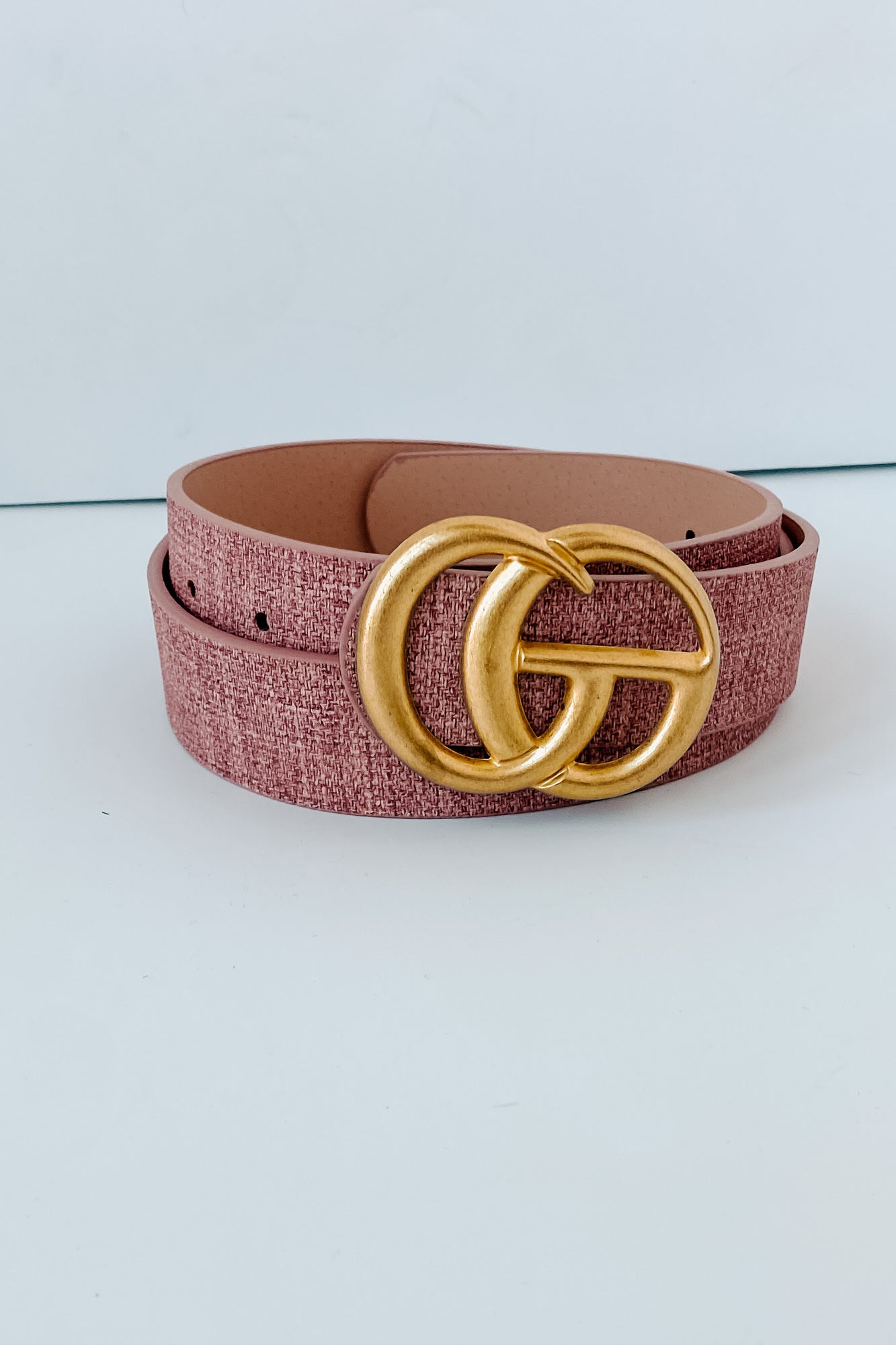 Sensible Style Two-Toned Textured Faux Leather Belt (Blush)-The Formal Wear