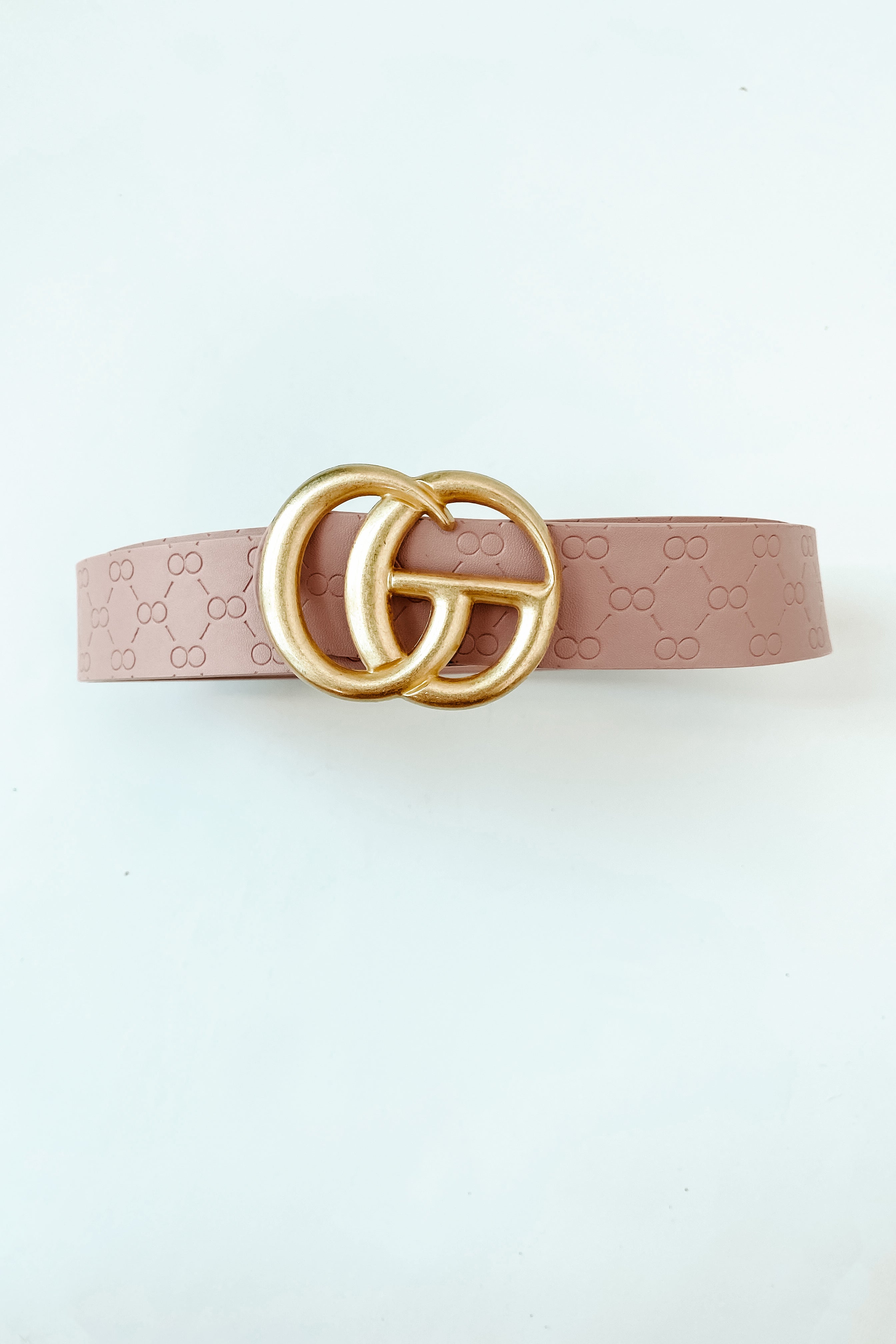 Timeless Trends Infinity Pressed Faux Leather Belt (Blush)-The Formal Wear