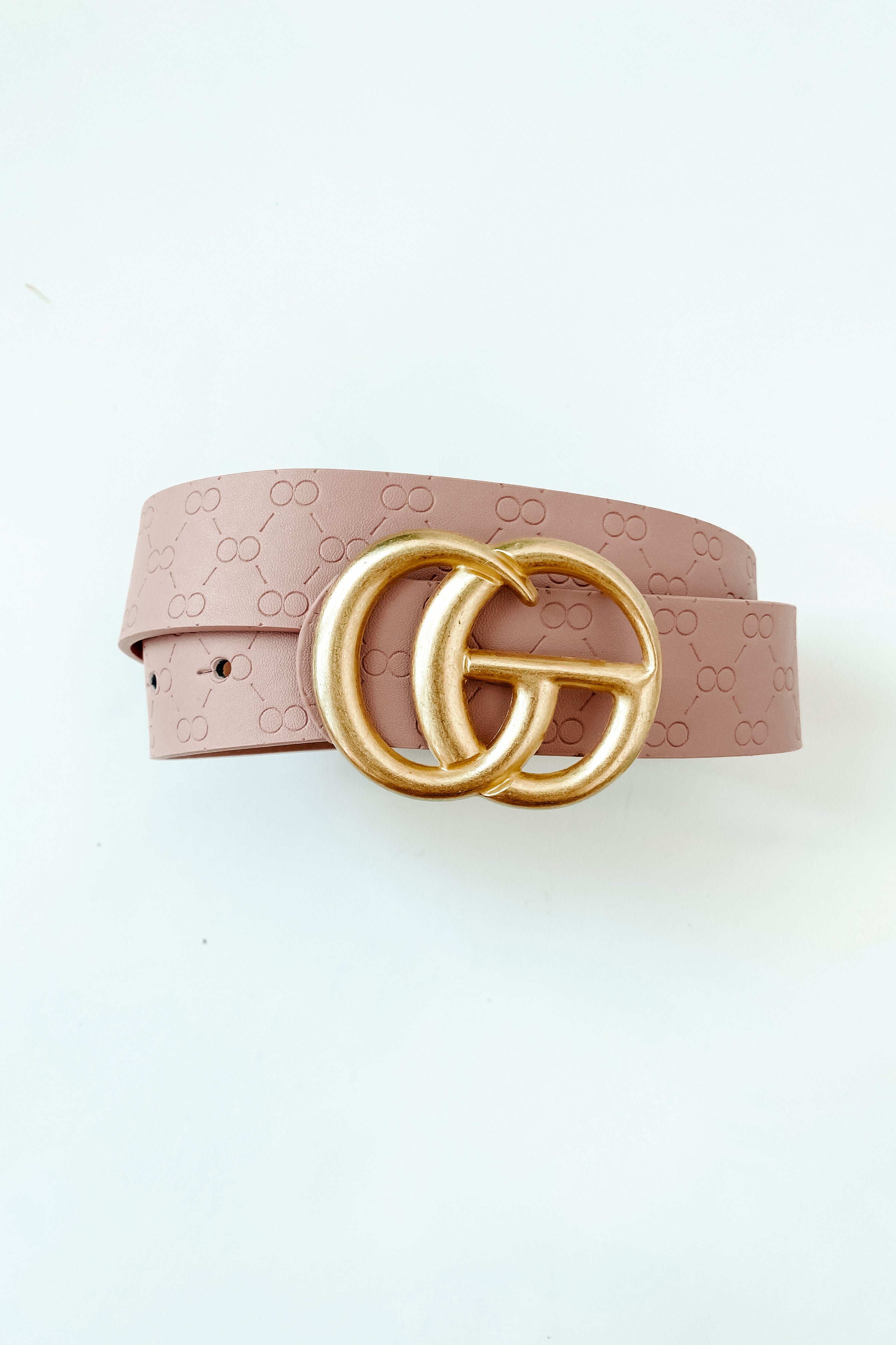 Timeless Trends Infinity Pressed Faux Leather Belt (Blush)-The Formal Wear