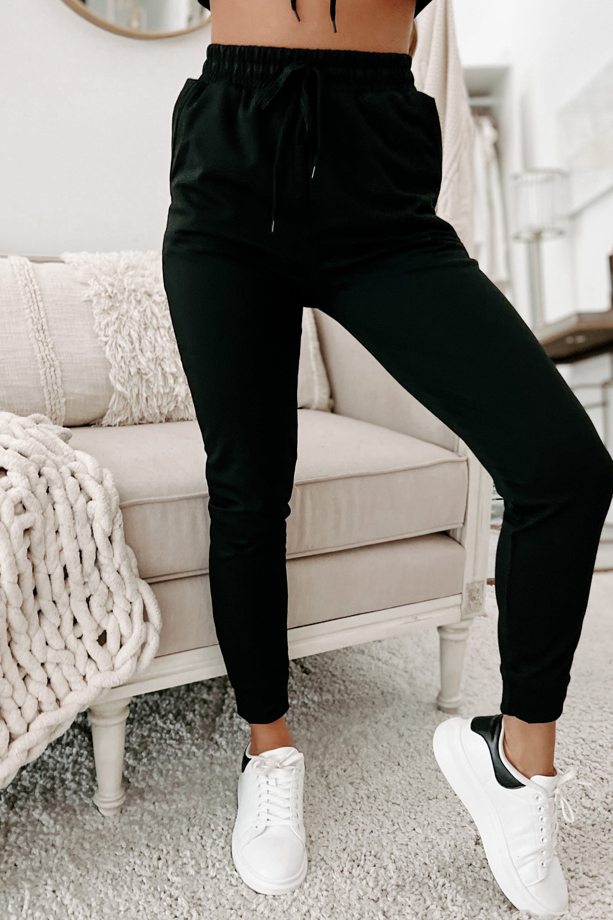 Doorbuster- Living & Loving Crop Top & Jogger Two-Piece Set (Black)-The Formal Wear