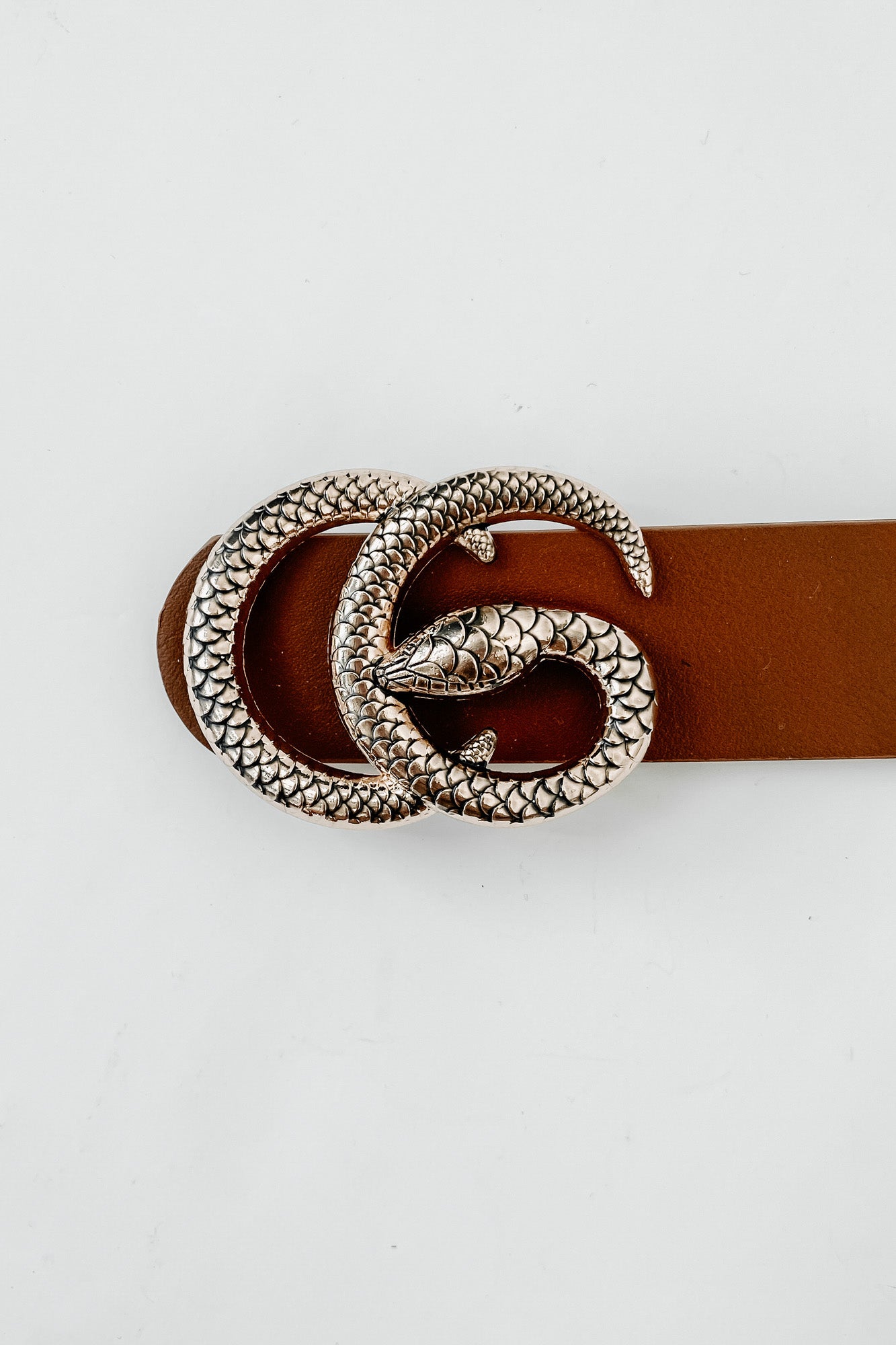 We're History Snake Buckle Belt (Tan/Gold)-The Formal Wear