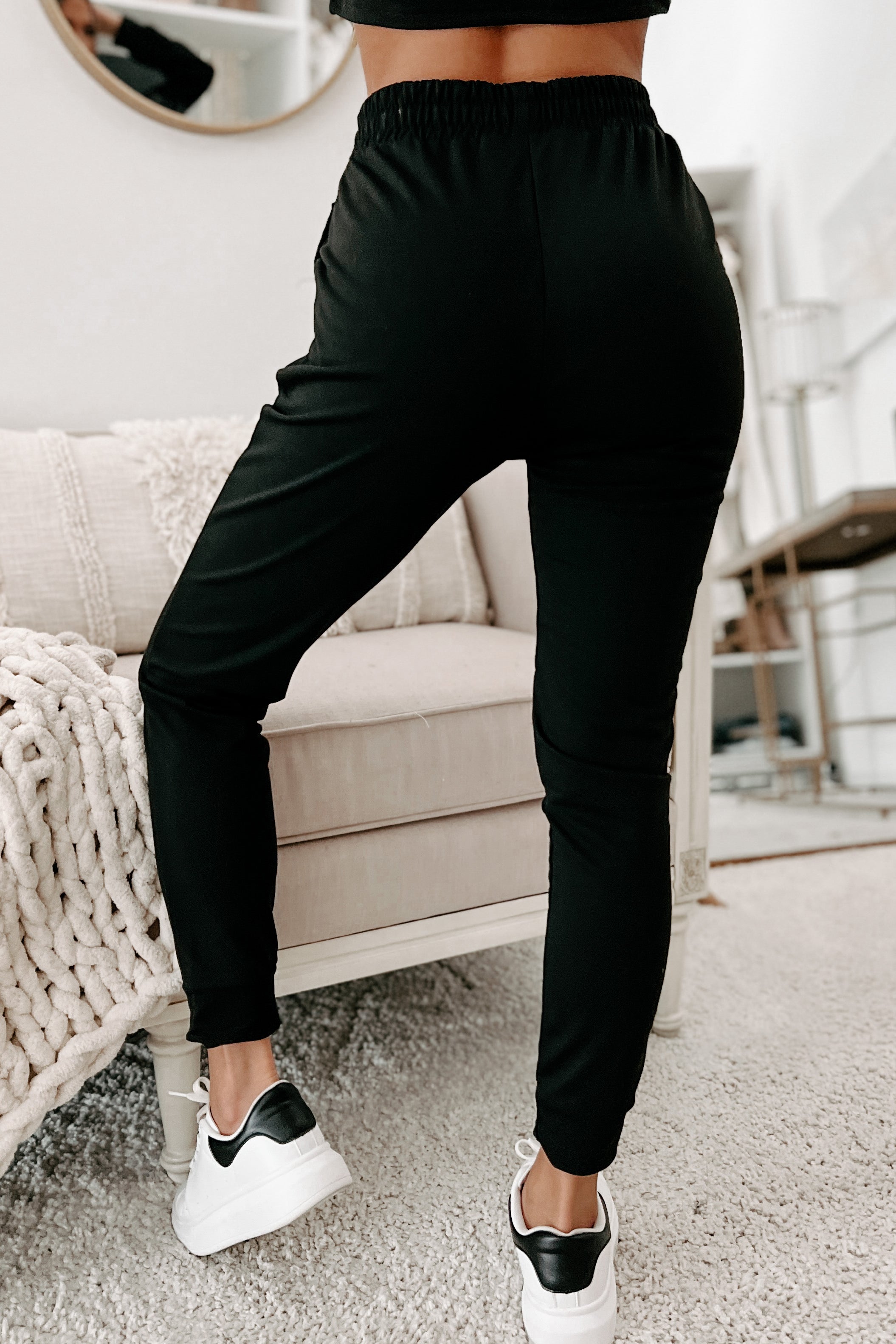 Doorbuster- Living & Loving Crop Top & Jogger Two-Piece Set (Black)-The Formal Wear