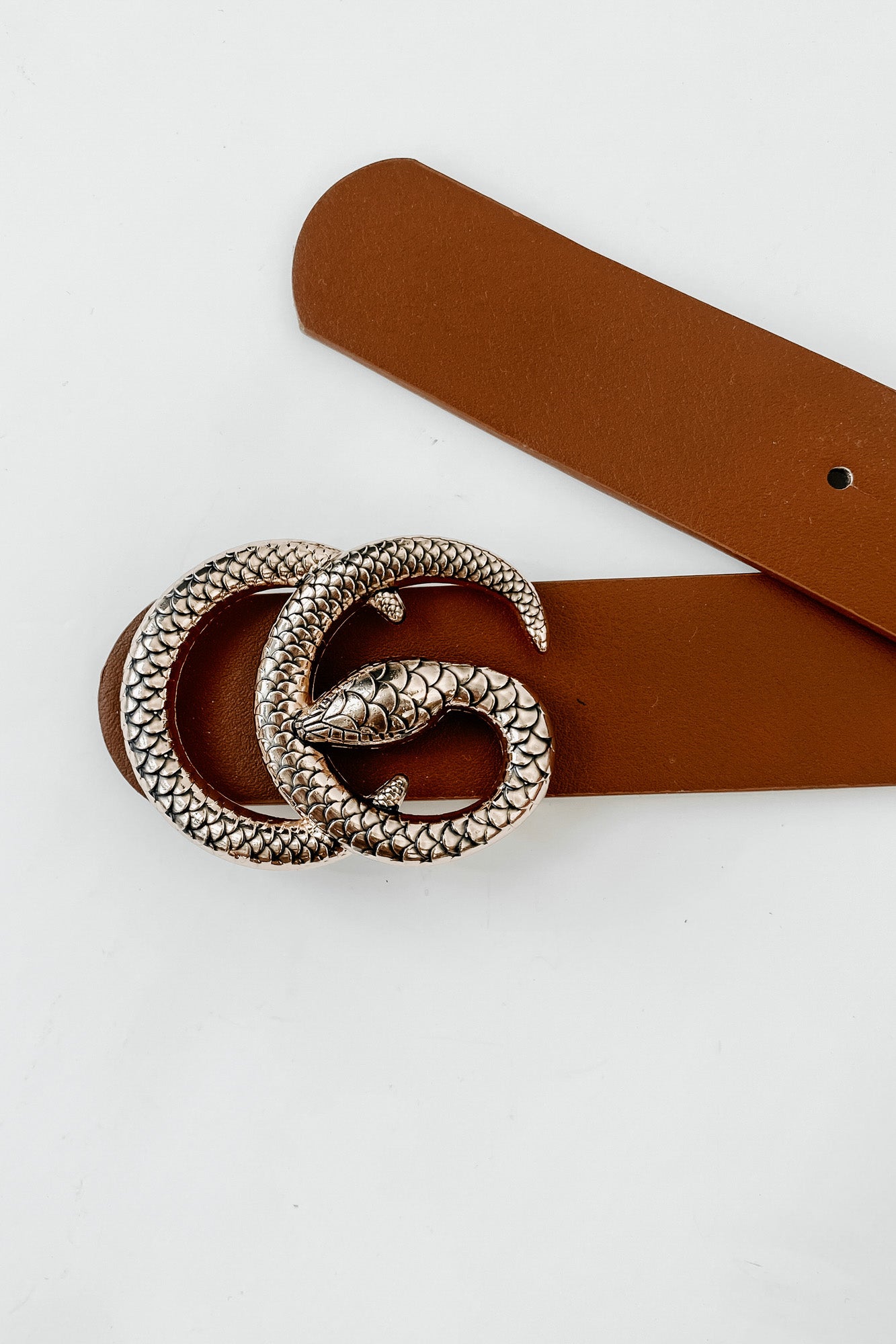 We're History Snake Buckle Belt (Tan/Gold)-The Formal Wear