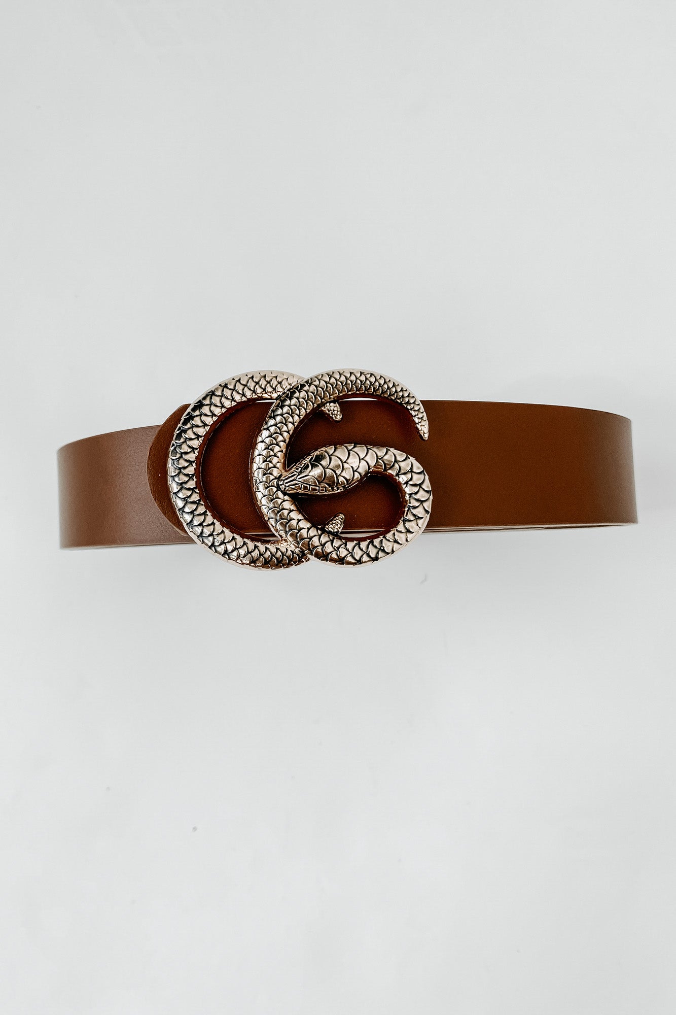 We're History Snake Buckle Belt (Tan/Gold)-The Formal Wear