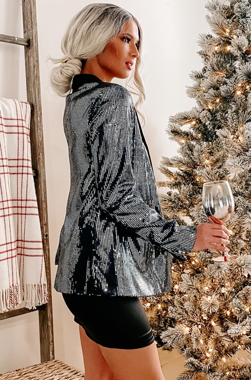 Black Ice Sequin Blazer (Black)-The Formal Wear