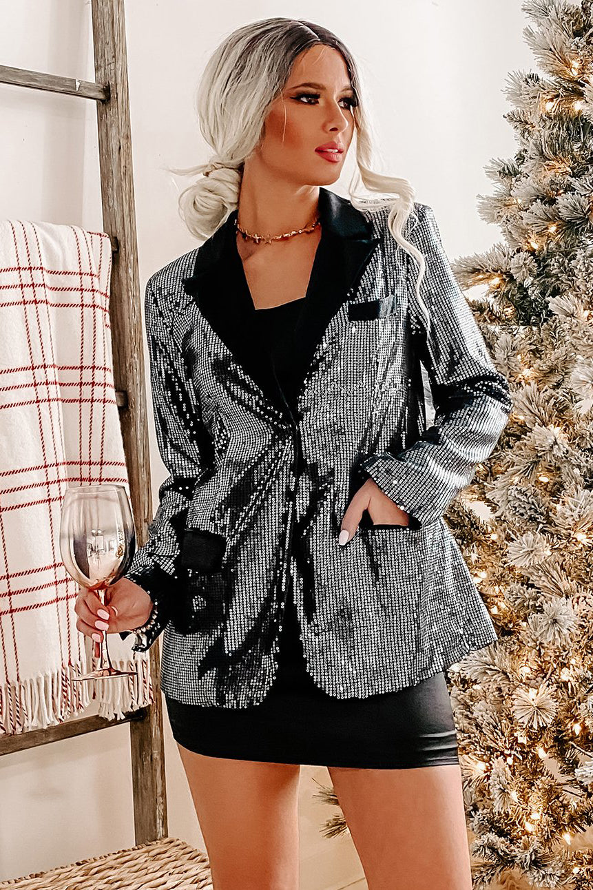 Black Ice Sequin Blazer (Black)-The Formal Wear