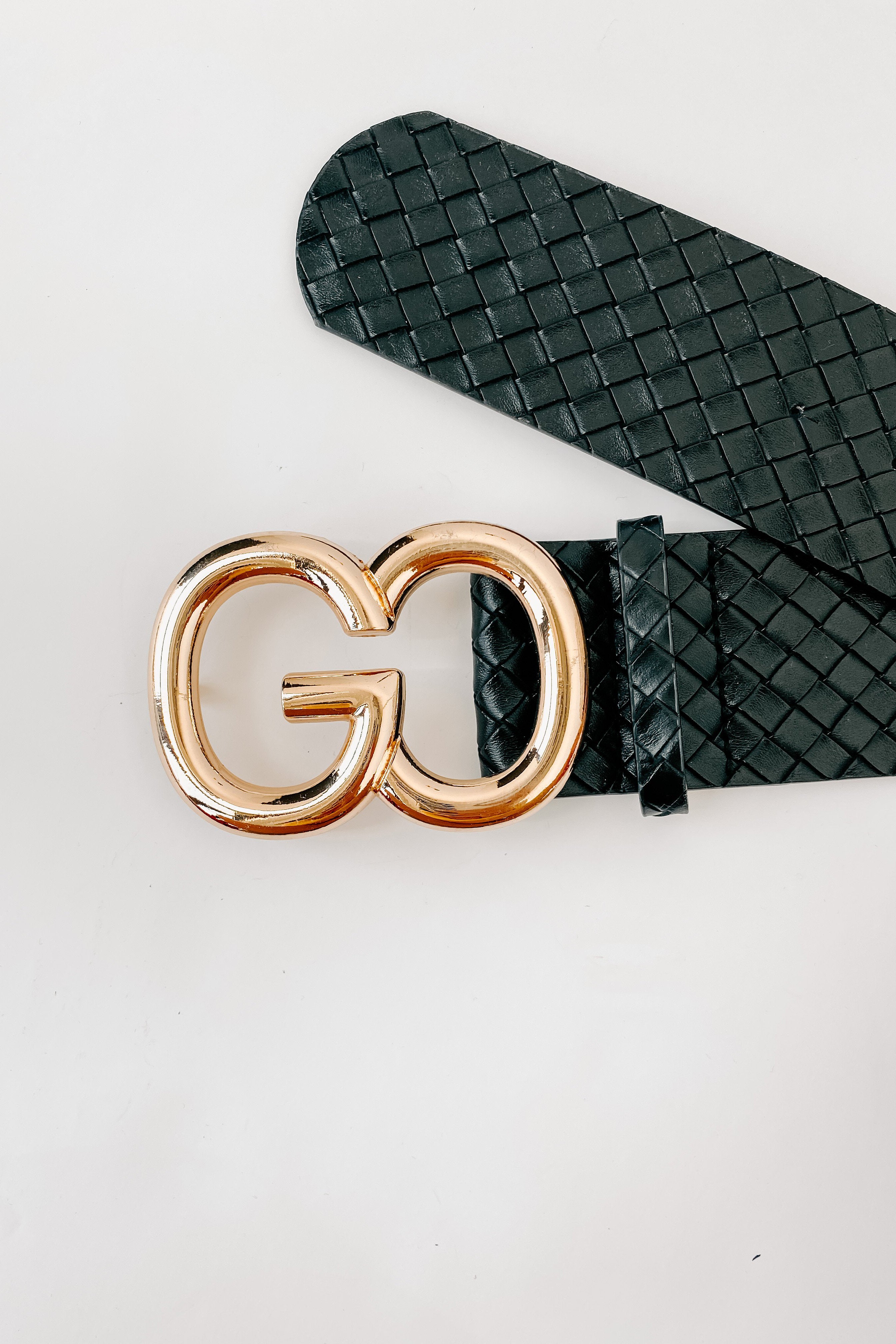 Bring It Together Wide Woven Faux Leather Belt (Black)-The Formal Wear