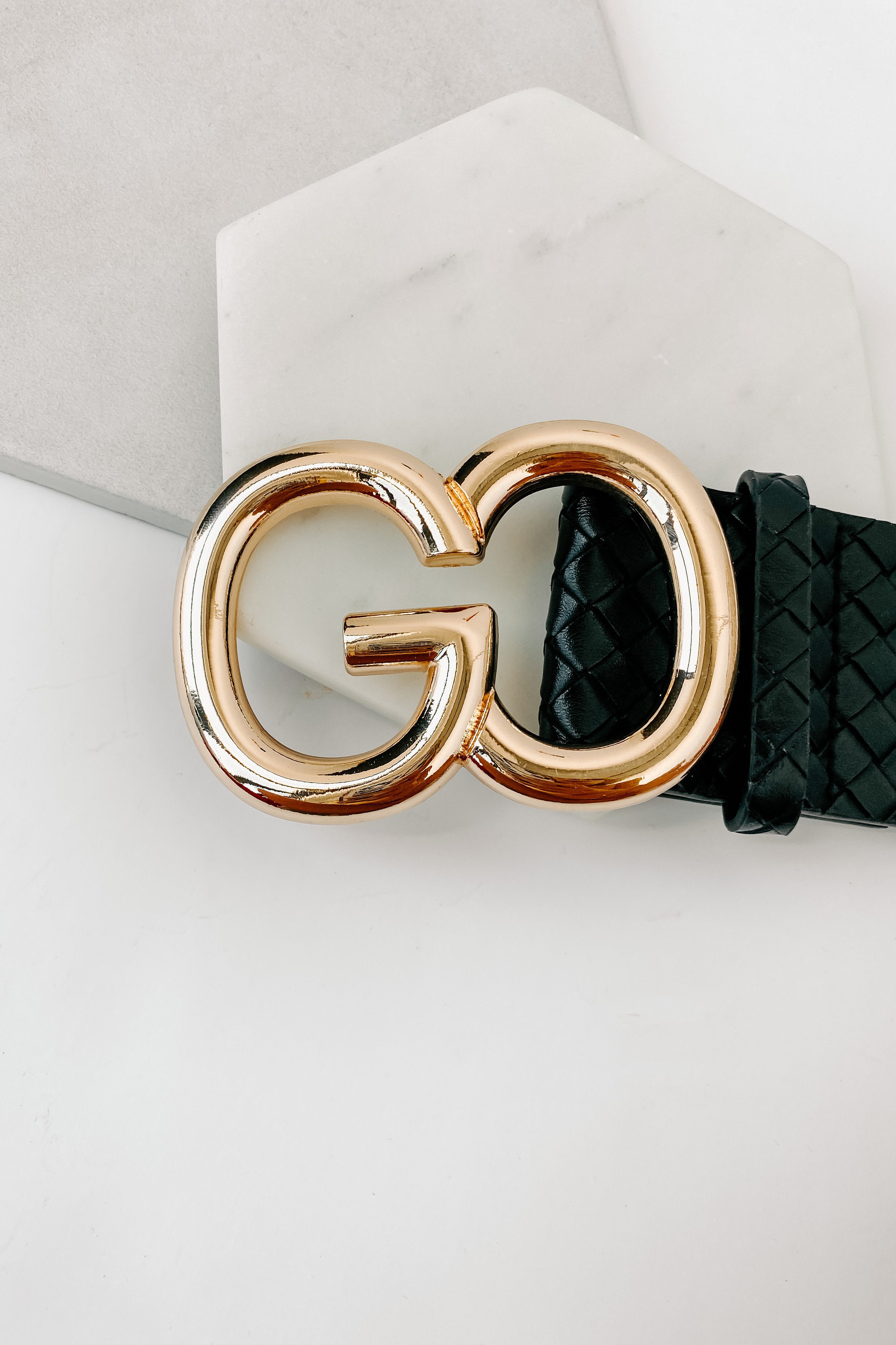 Bring It Together Wide Woven Faux Leather Belt (Black)-The Formal Wear