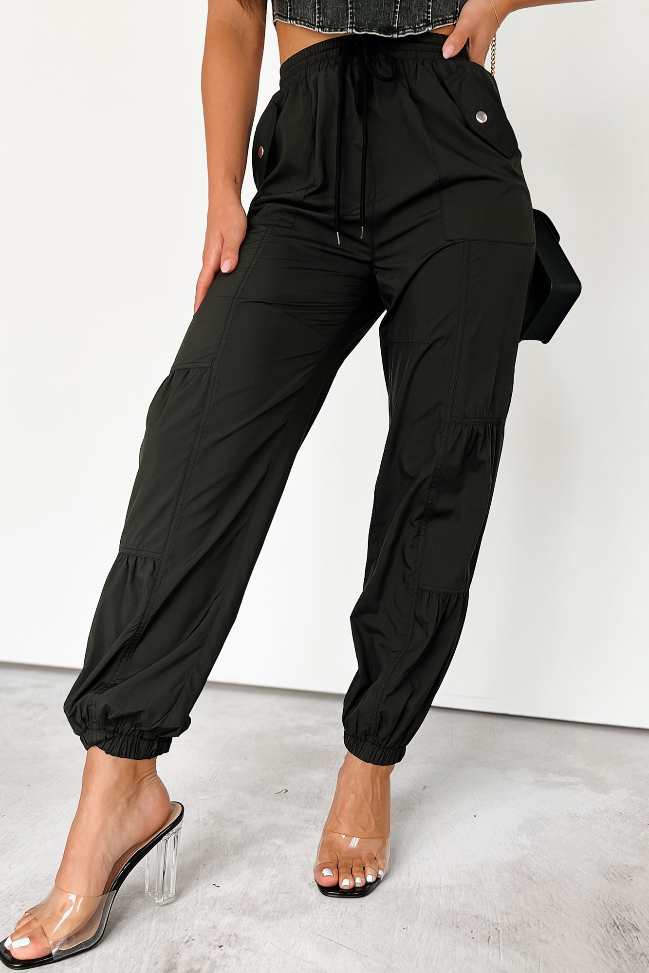 Breaking Barriers Drawstring Waist Joggers (Black)-The Formal Wear
