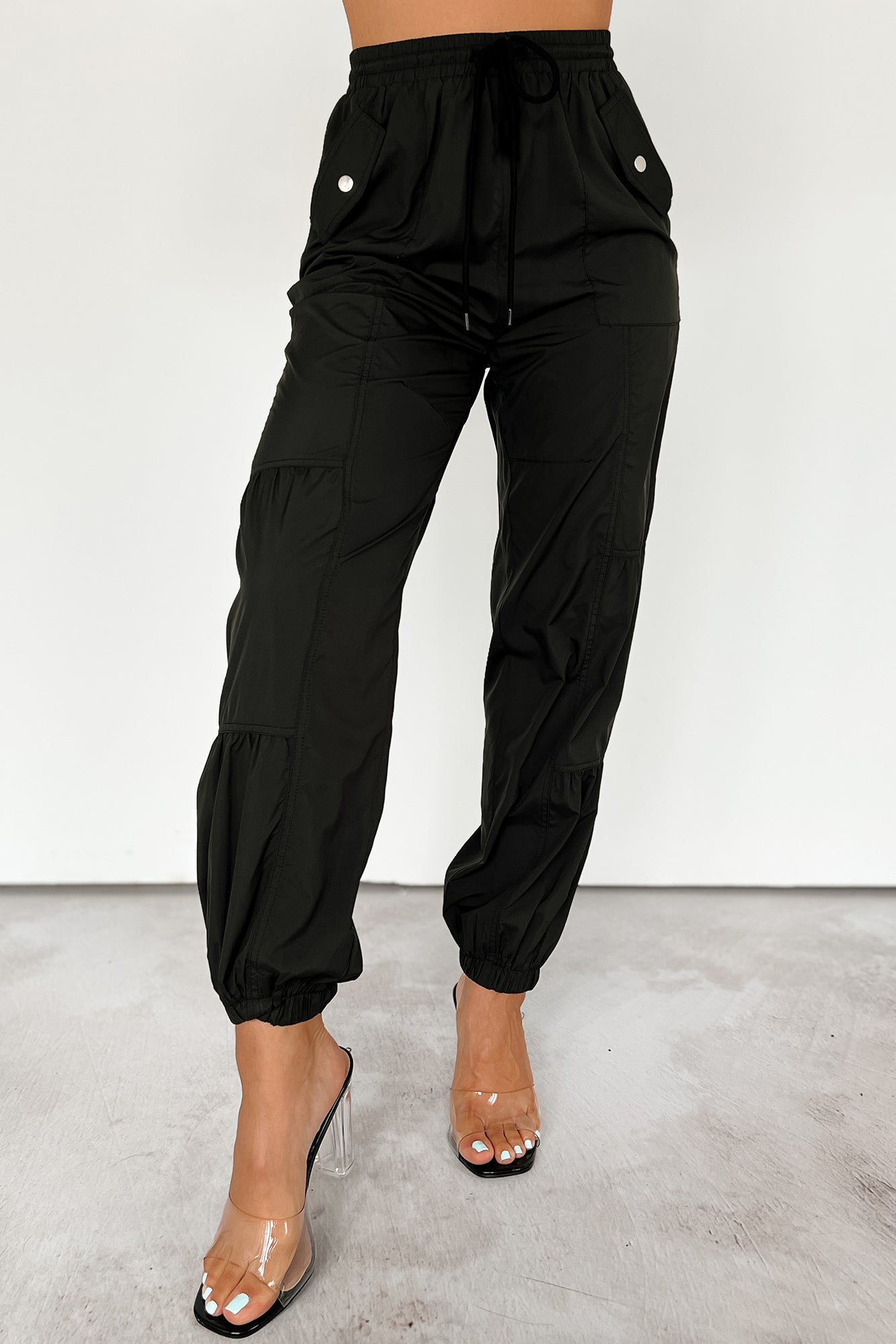 Breaking Barriers Drawstring Waist Joggers (Black)-The Formal Wear