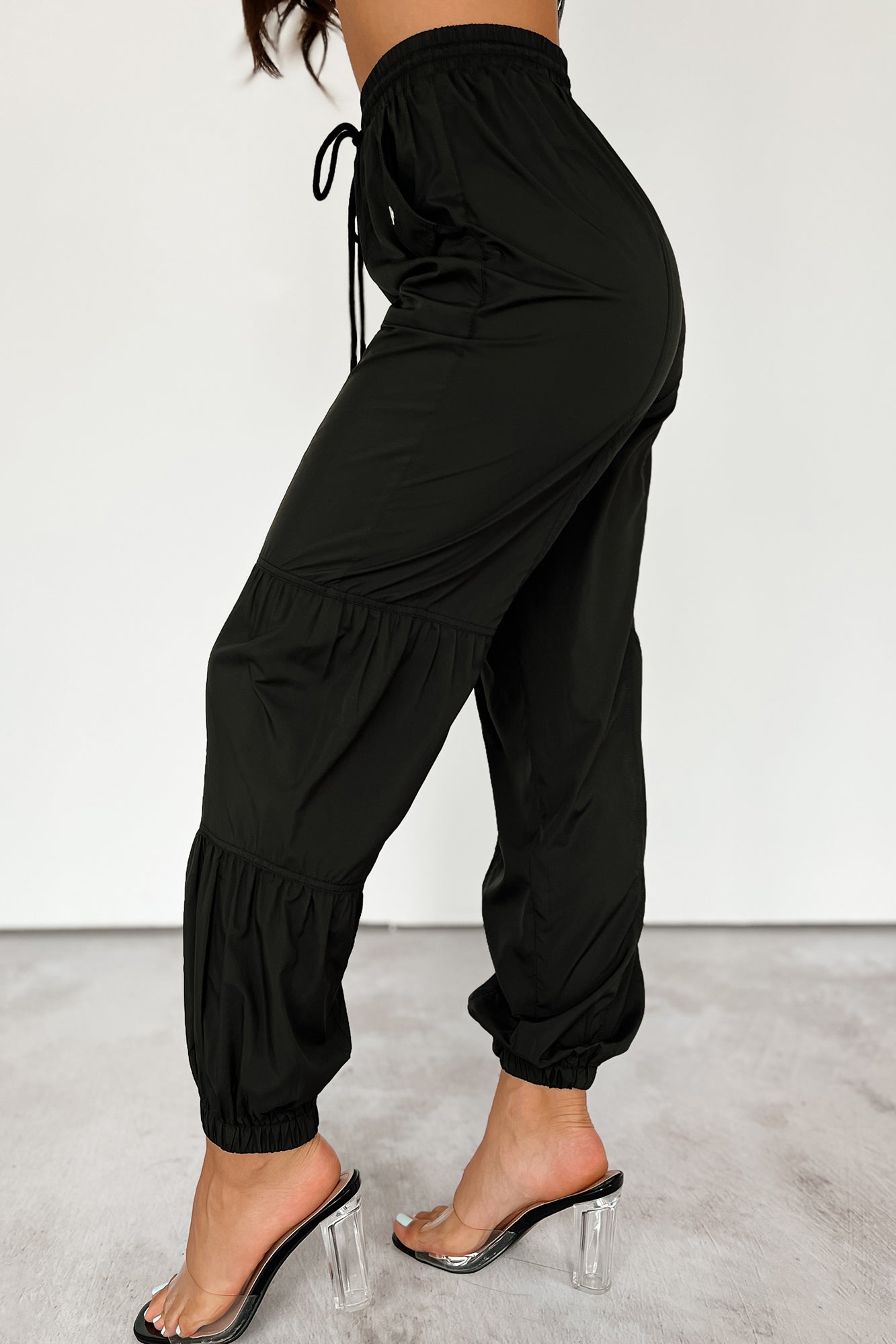 Breaking Barriers Drawstring Waist Joggers (Black)-The Formal Wear