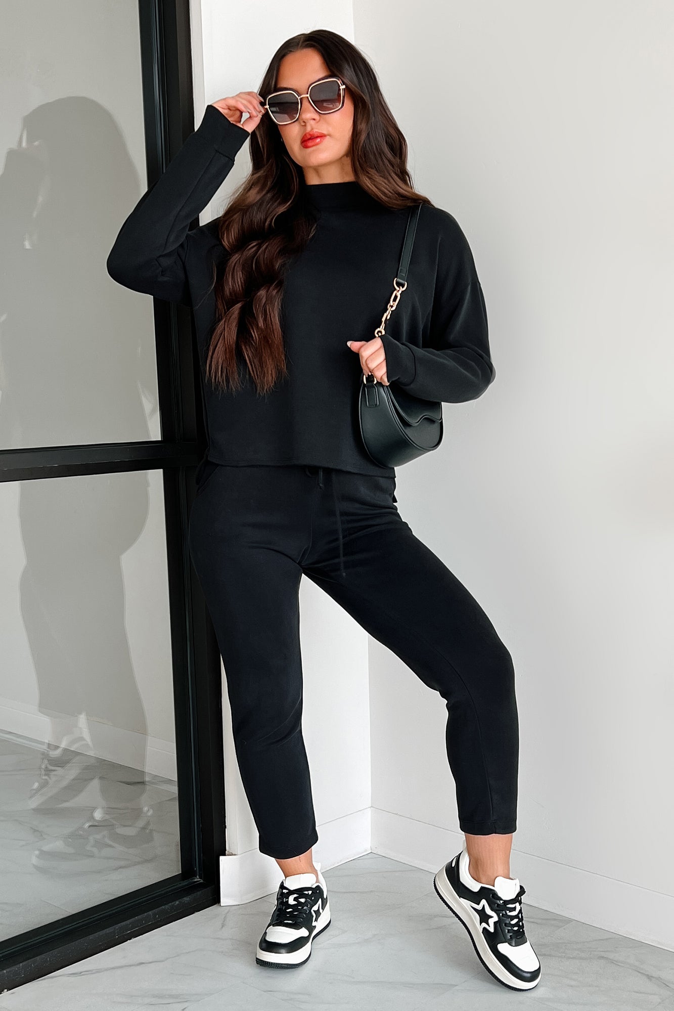 Mallory Buttery Soft Wasabi Mint Lounge Pants (Black)-The Formal Wear