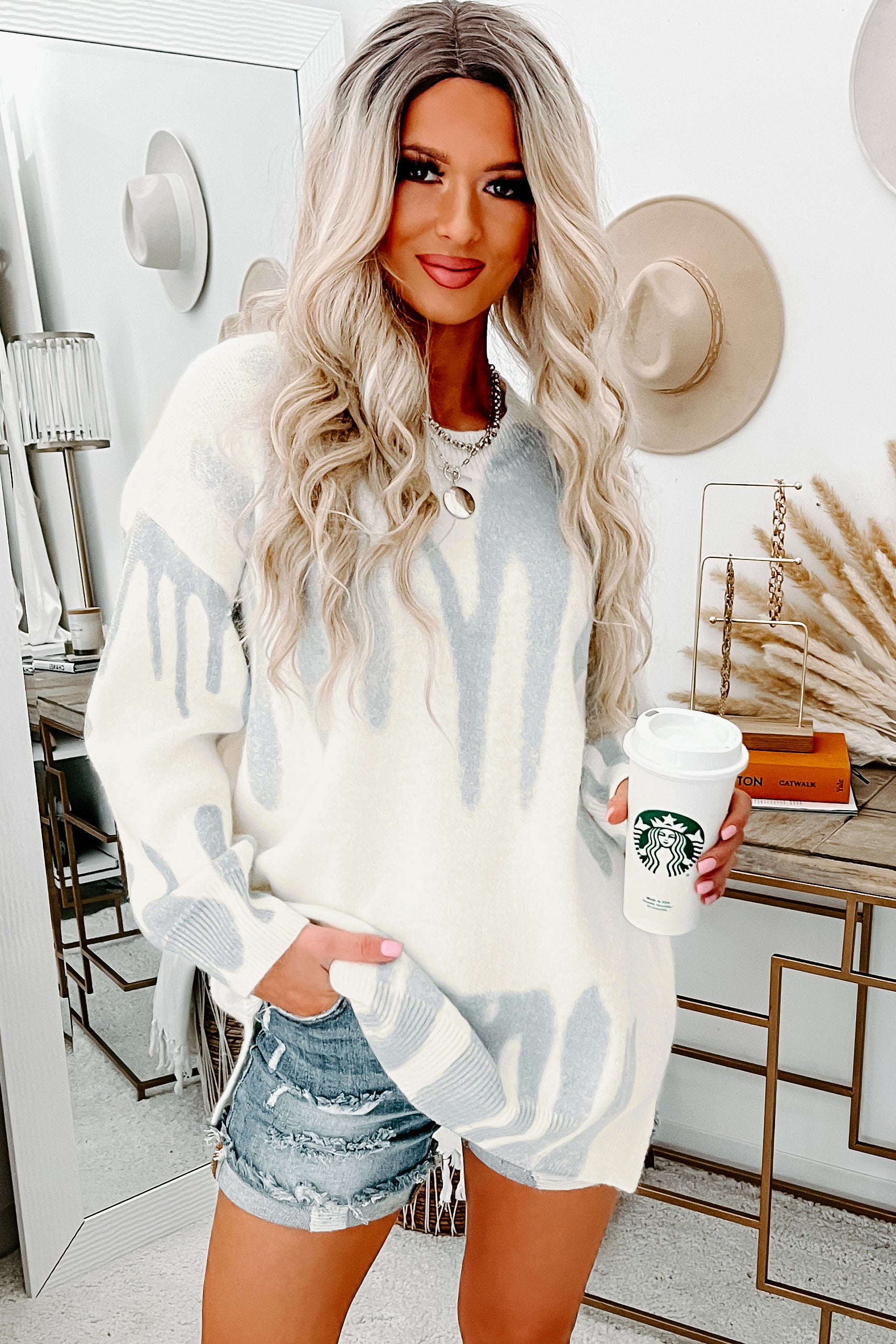 Nowhere To Run High Rise Distressed Cuffed Risen Shorts (Medium Light)-The Formal Wear