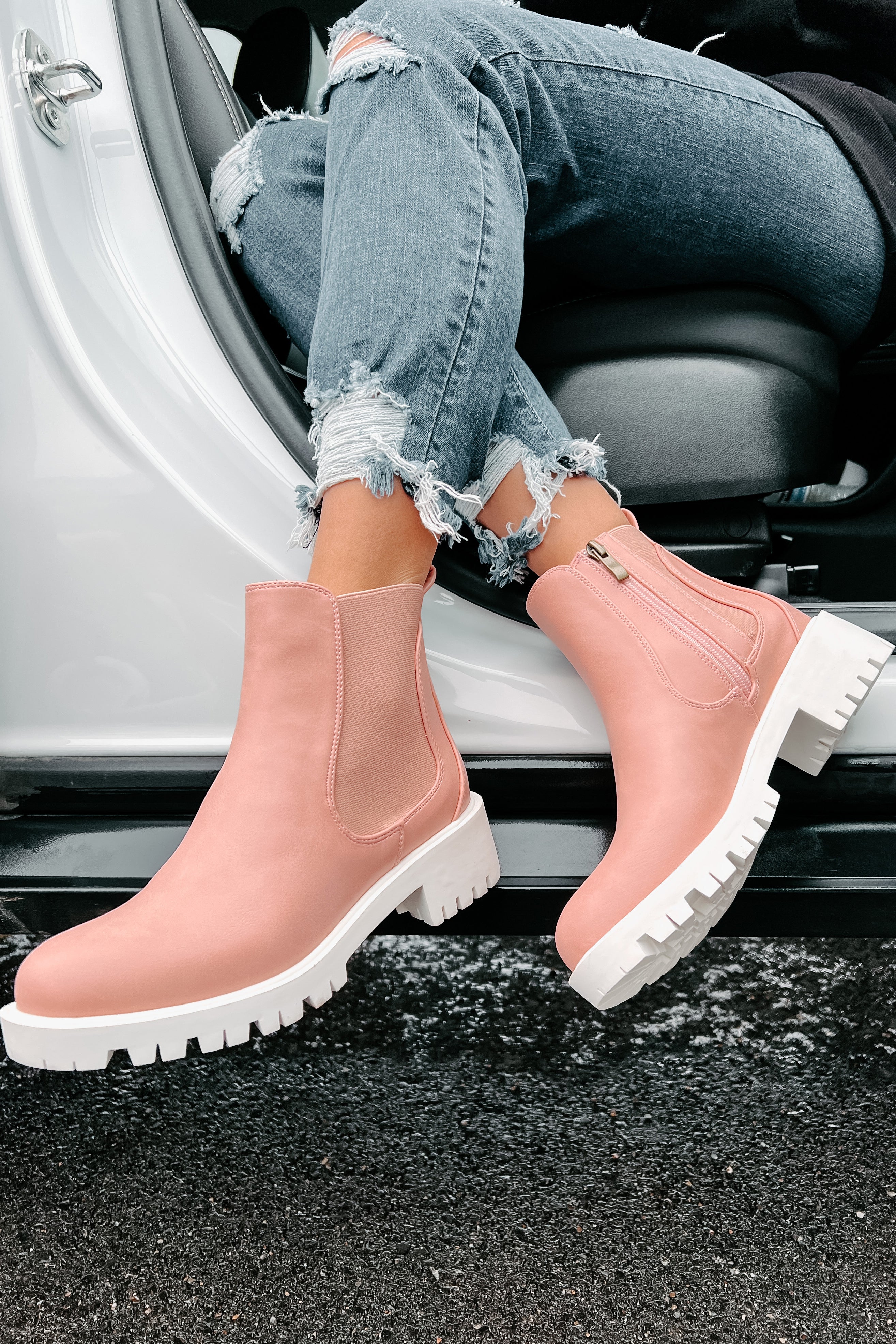 Dreya Lug Sole Chelsea Boots (Blush)-The Formal Wear