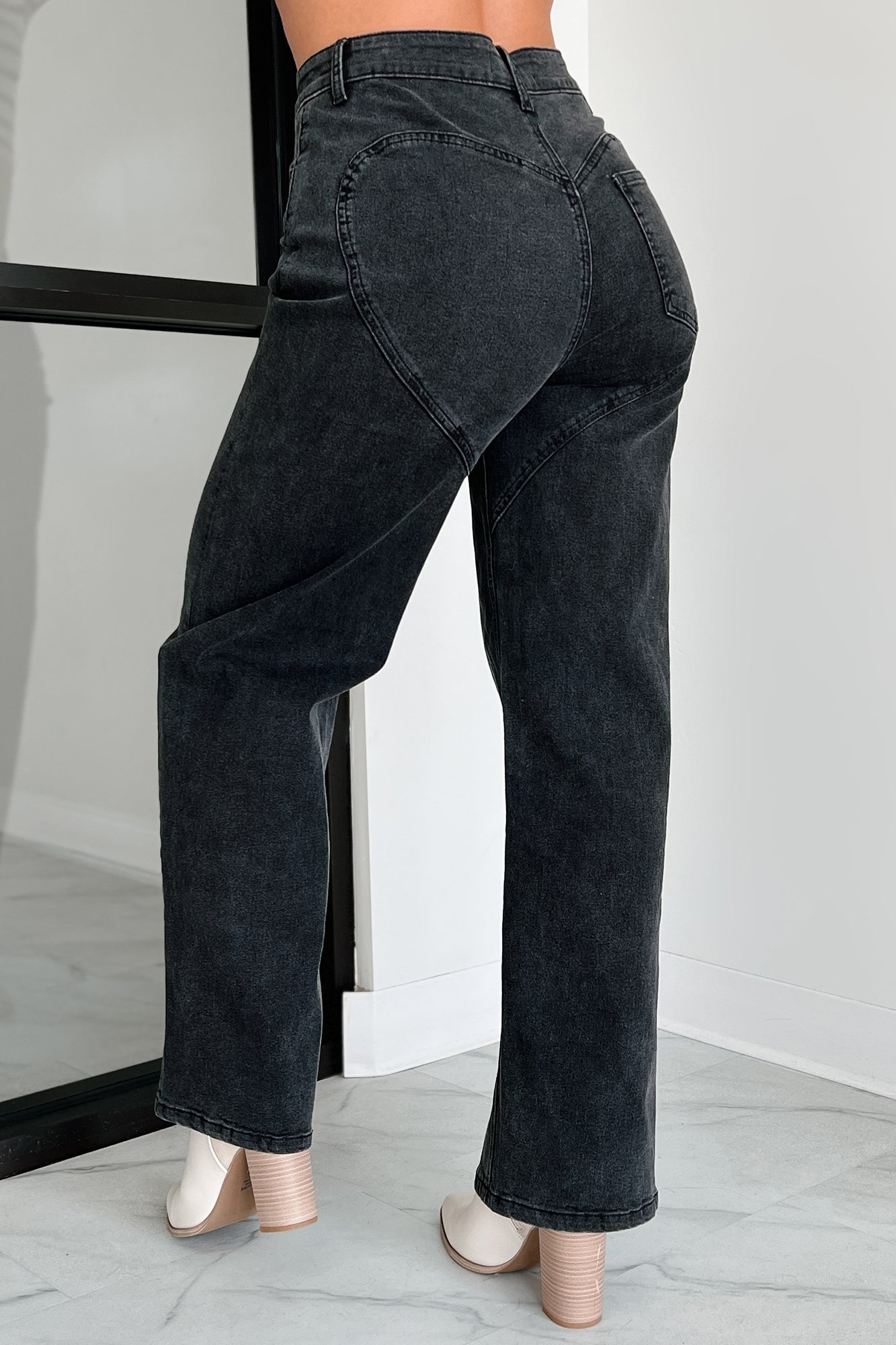 Tyelee TheFormalWear Original Non-Distressed Wide Leg Jeans (Washed Black)-The Formal Wear