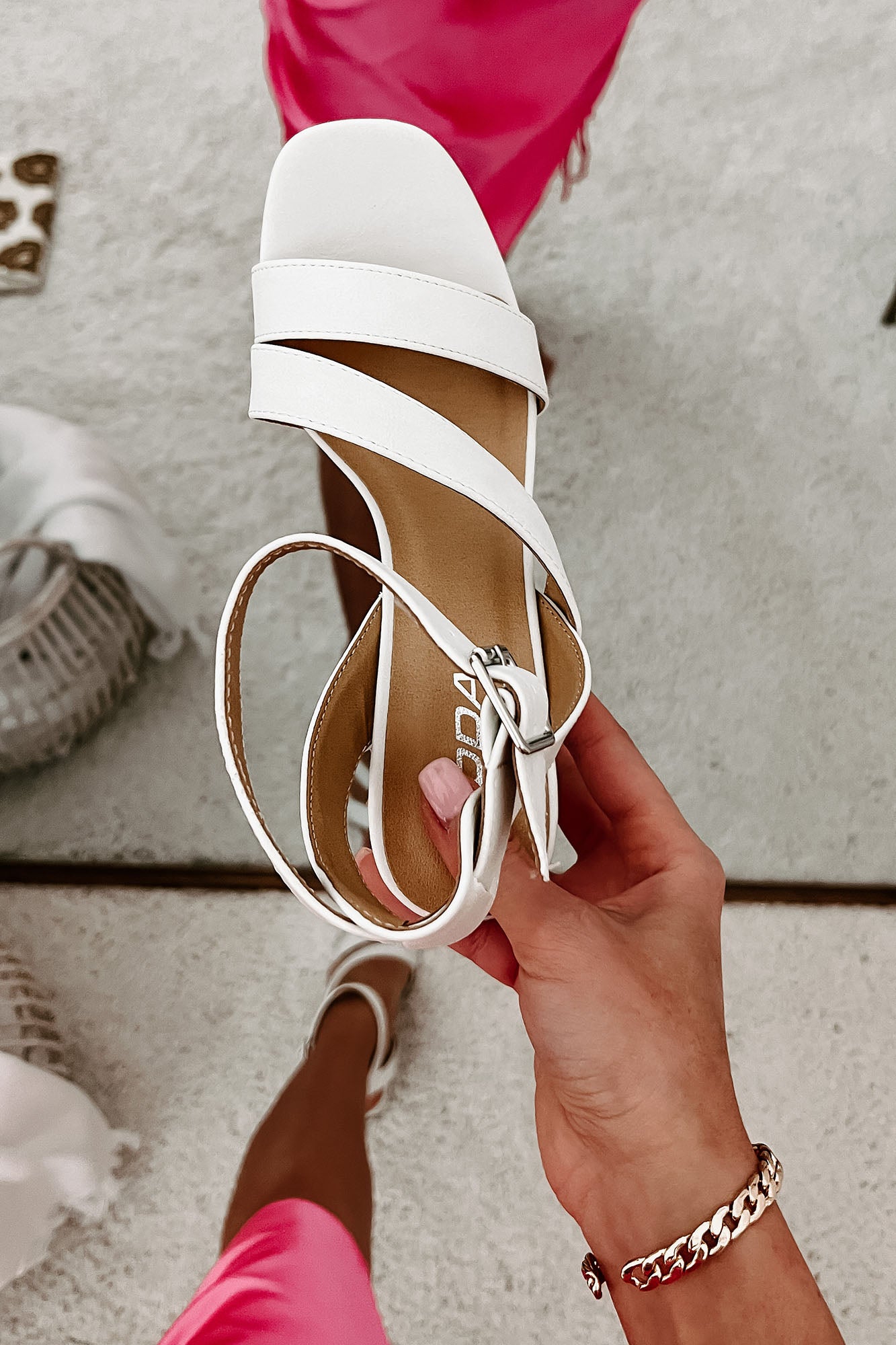 In A Trance Strappy Faux Nubuck Heels (Off White)-The Formal Wear