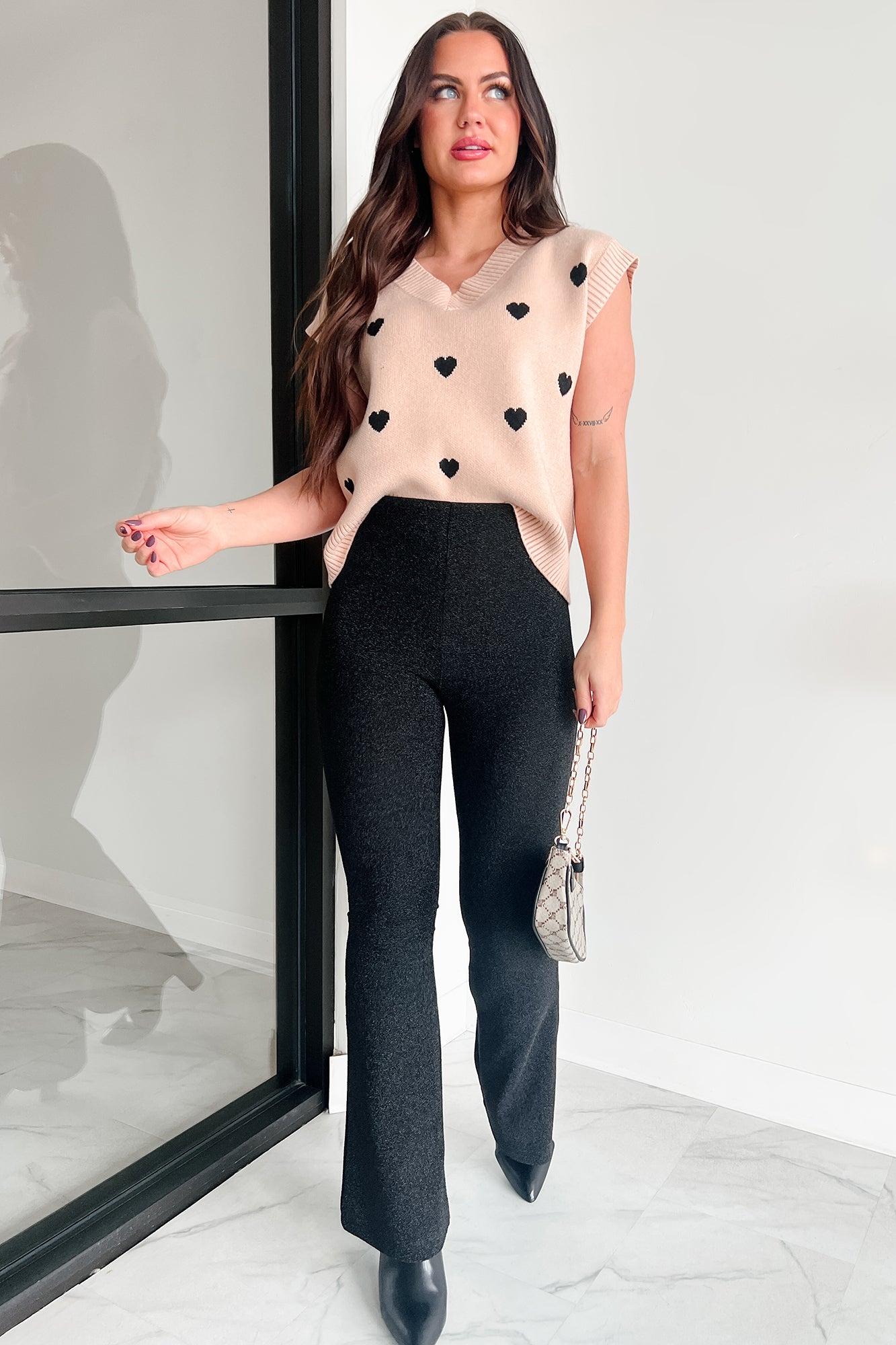 Anastasia Metallic Flare Pants (Black)-The Formal Wear