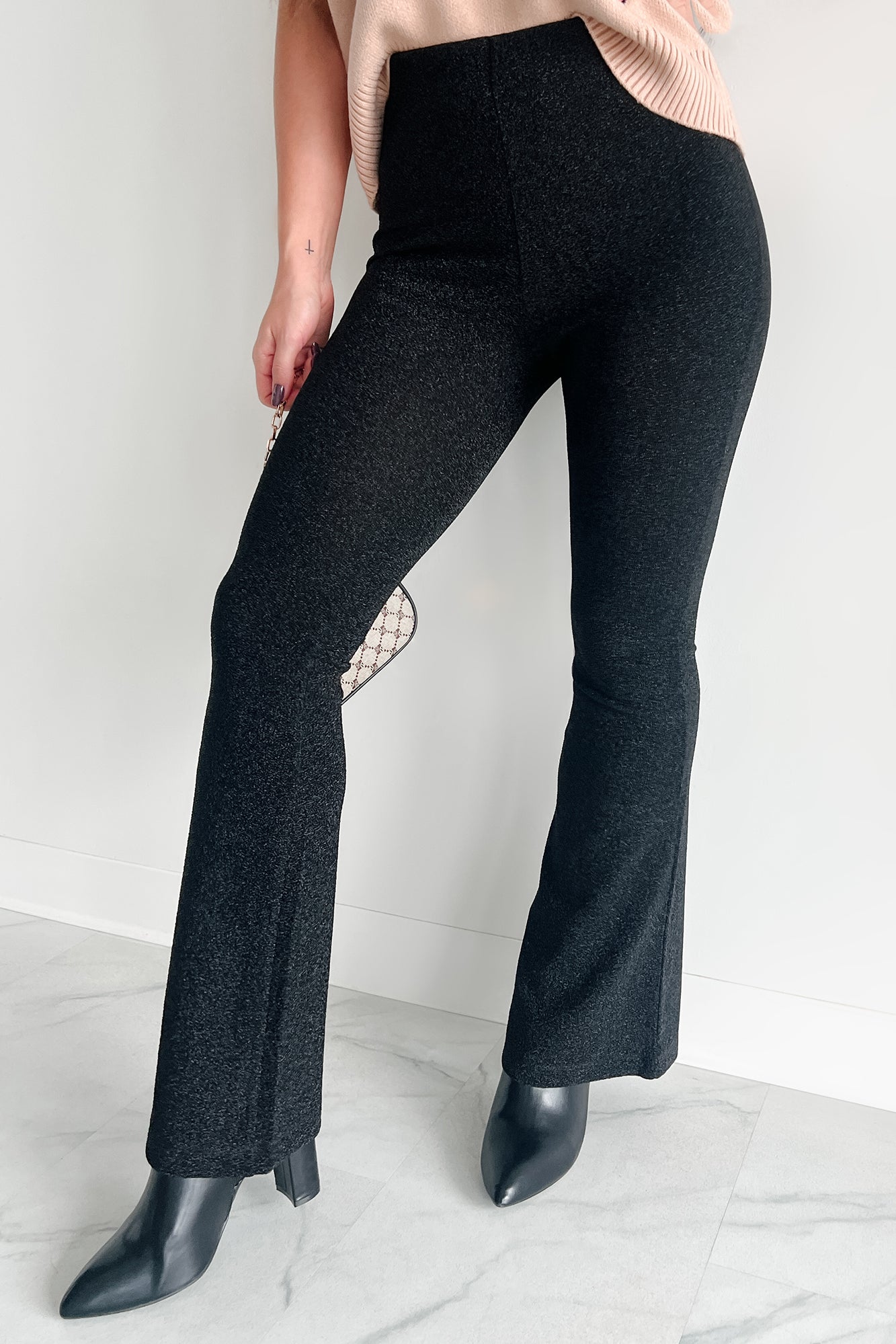 Anastasia Metallic Flare Pants (Black)-The Formal Wear
