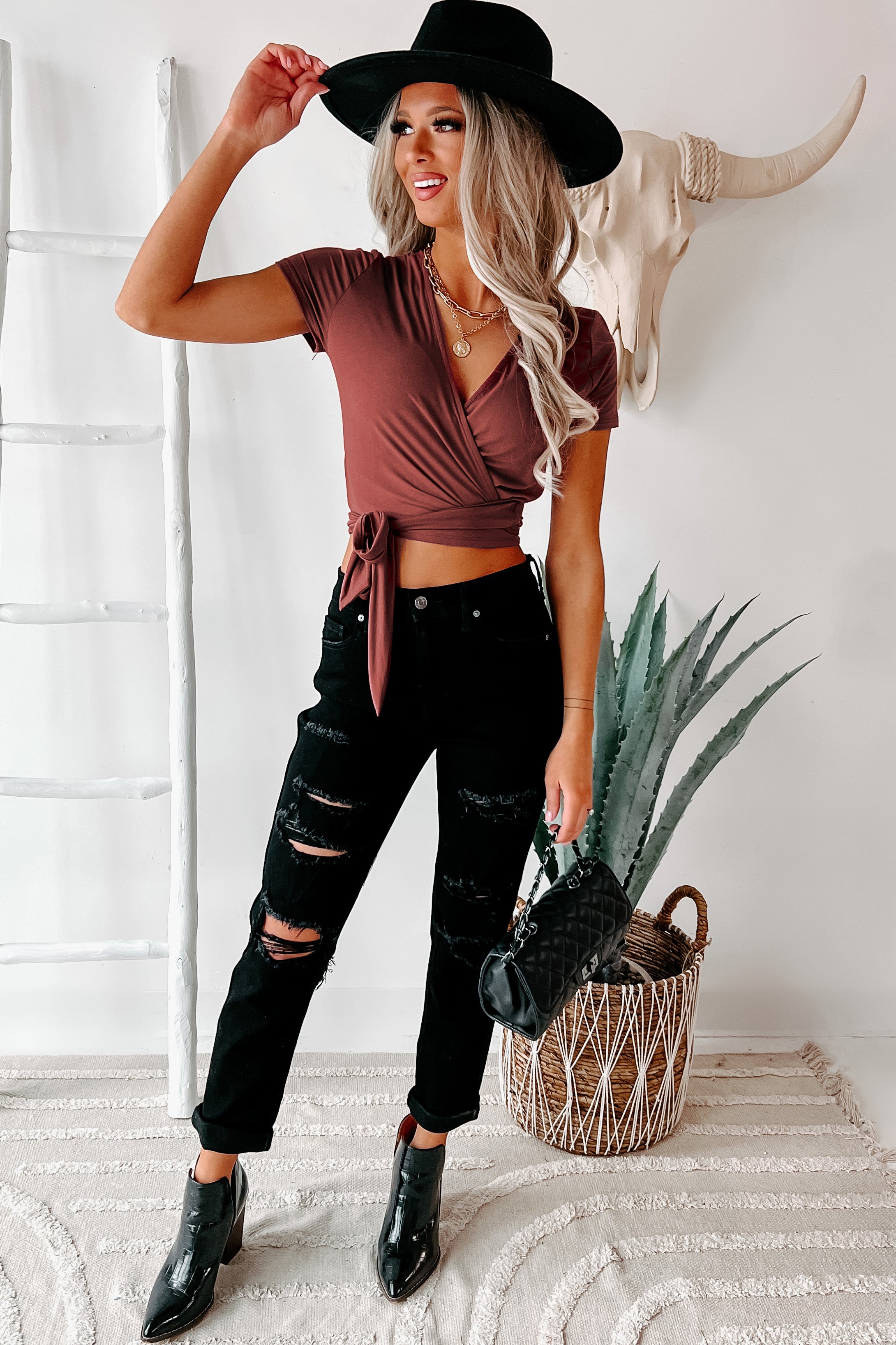 Expect The Best Cropped Wrap Top (Deep Berry)-The Formal Wear