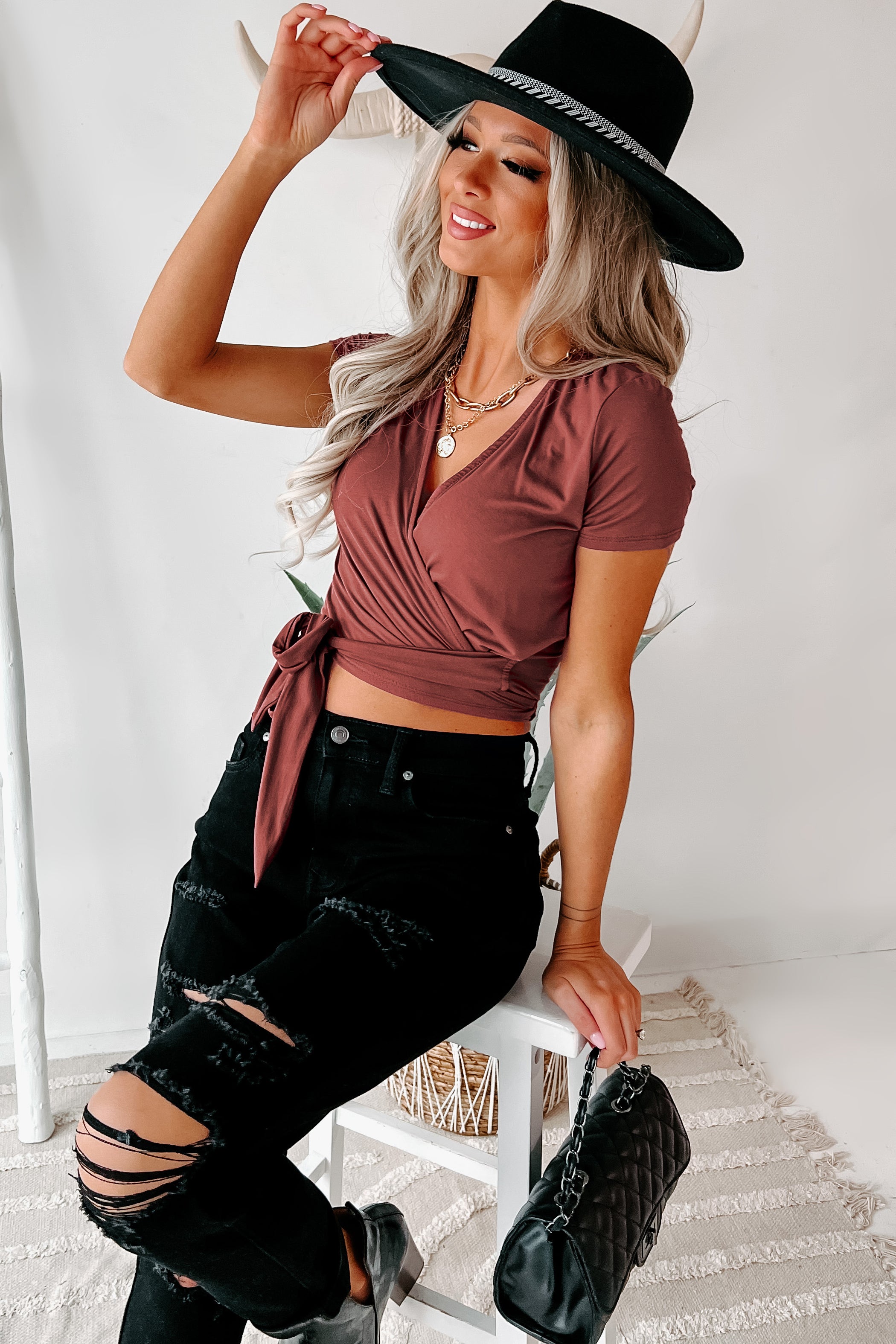 Expect The Best Cropped Wrap Top (Deep Berry)-The Formal Wear