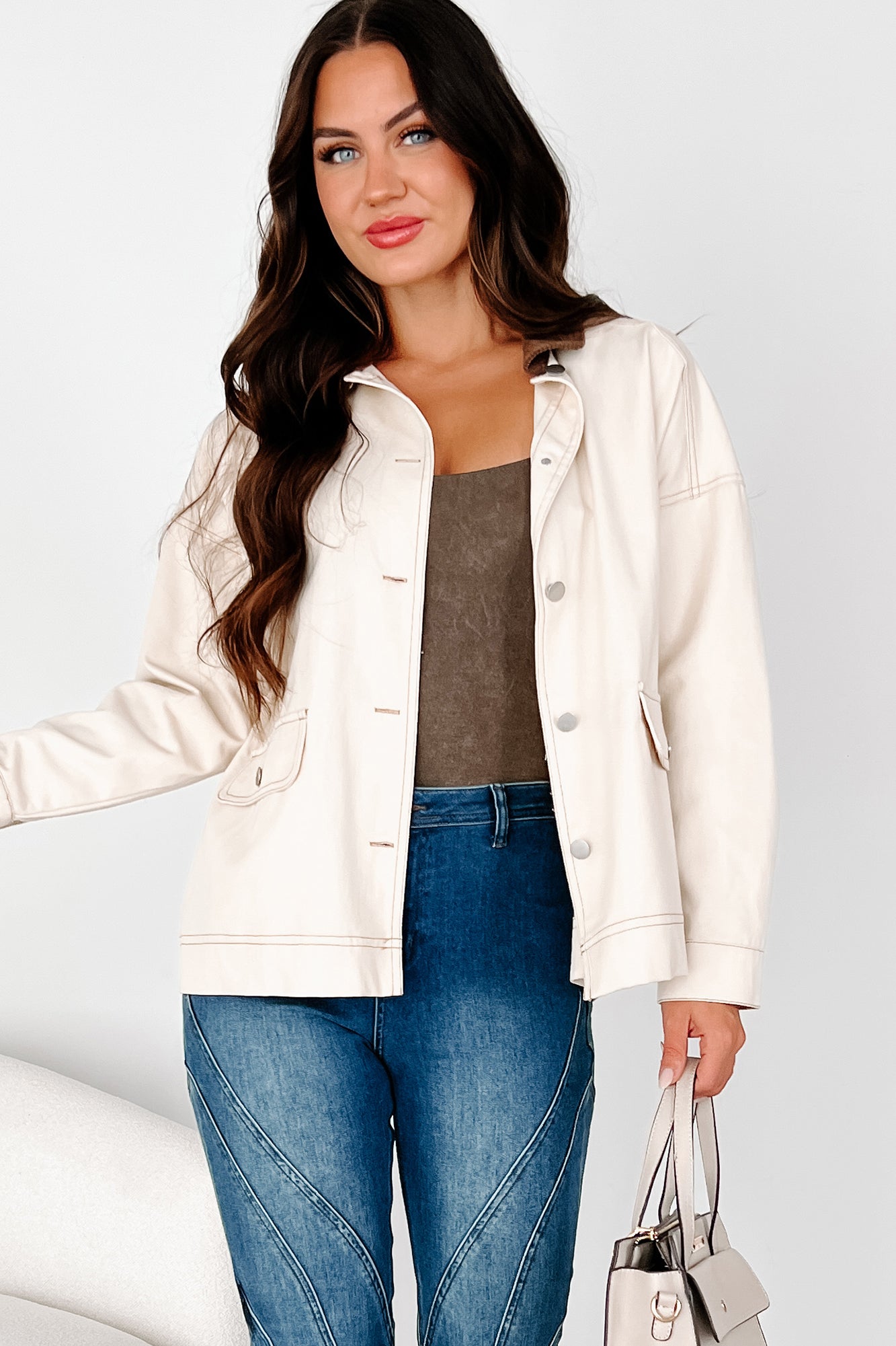 Randy Lightweight Contrast Collar Jacket (Beige/Brown)-The Formal Wear