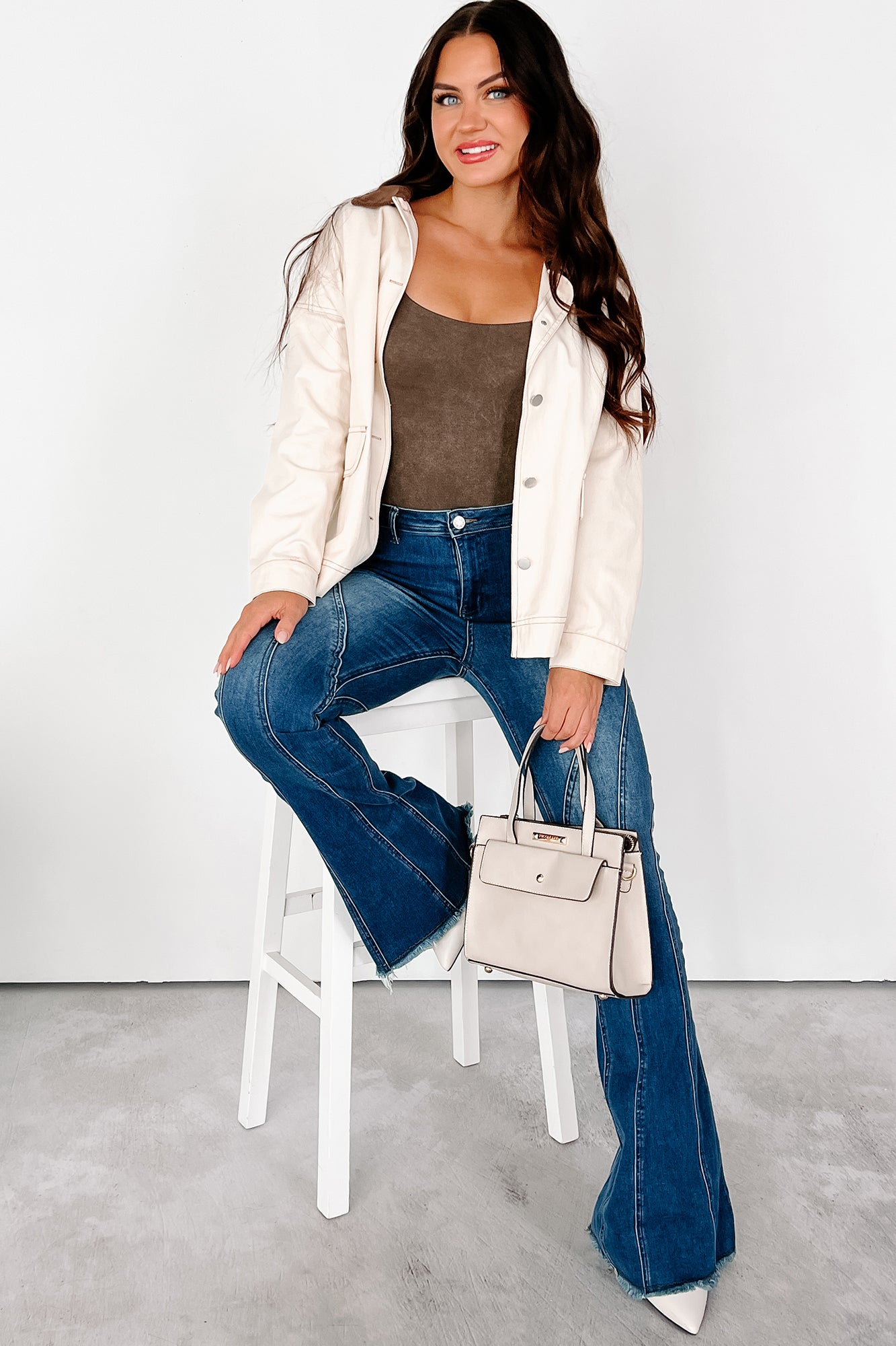 Randy Lightweight Contrast Collar Jacket (Beige/Brown)-The Formal Wear